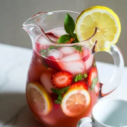 Für die Erdbeer-Basilikum-Limonade benötigst du folgende Zutaten: - 1 Tasse frische Erdbeeren, entkelcht und in Scheiben geschnitten - 1/4 Tasse frische Basilikumblätter, fest gepackt - 1/2 Tasse Zucker (nach Geschmack anpassen) - 1 Tasse frisch gepresster Zitronensaft (ca. 4-5 Zitronen) - 4 Tassen kaltes Wasser - Eiswürfel - Zitronenscheiben und Basilikumzweige zur Dekoration Frische Erdbeeren sind nicht nur lecker, sie bieten auch viele Vorteile. Sie sind voll mit Vitaminen, vor allem Vitamin C. Dieses Vitamin stärkt dein Immunsystem. Erdbeeren sind auch reich an Antioxidantien. Diese helfen, deinen Körper gesund zu halten. Ich liebe es, sie in dieser Limonade zu verwenden. Sie geben der Limonade eine süße, fruchtige Note. Basilikum ist eine tolle Zutat in dieser Limonade. Seine frischen Blätter bringen einen einzigartigen Geschmack. Sie geben der Limonade eine besondere Note. Basilikum hat auch gesundheitliche Vorteile. Es wirkt entzündungshemmend und fördert die Verdauung. Frisch gepresster Zitronensaft ist wichtig für den perfekten Geschmack. Er sorgt für die nötige Säure und Frische. Zitronen enthalten viel Vitamin C und helfen, deinen Körper zu entgiften. Die Kombination von Basilikum und Zitronensaft macht die Limonade besonders erfrischend. {{ingredient_image_2}} Zuerst nehme ich 1 Tasse frische Erdbeeren. Ich entkelche sie und schneide sie in Scheiben. Dann gebe ich die Erdbeeren in einen Mixer. Ich füge 1/2 Tasse Zucker hinzu. Diese Mischung püriere ich, bis sie glatt ist. Der Zucker hilft, die Süße der Erdbeeren zu verstärken. Jetzt seihe ich die Erdbeermischung in einen großen Krug. Ich benutze ein feines Sieb, um die Kerne zu entfernen. Mit einem Spatel drücke ich den Saft gut durch. Das ist wichtig, damit die Limonade schön klar bleibt. Ich will keinen unangenehmen Biss in meiner Limonade. Ich füge 1 Tasse frisch gepressten Zitronensaft zu dem Erdbeersaft hinzu. Das sind etwa 4-5 Zitronen. Dann hacke ich 1/4 Tasse frische Basilikumblätter grob. Ich gebe die Basilikumblätter in den Krug und rühre vorsichtig um. So setzt sich das Aroma frei. Schließlich gieße ich 4 Tassen kaltes Wasser dazu. Ich mische alles gut und probiere die Limonade. Falls nötig, füge ich mehr Zucker hinzu. Es ist gut, die Limonade mindestens 30 Minuten im Kühlschrank ziehen zu lassen. So entfalten sich die Aromen perfekt. Die Süße ist wichtig für den Geschmack. Ich empfehle, mit 1/2 Tasse Zucker zu starten. Mixe die Erdbeeren zuerst mit dem Zucker. Probiere die Mischung aus. Wenn du es süßer magst, füge mehr Zucker hinzu. Denke daran, dass der Zitronensaft auch sauer ist. Ein ausgewogenes Verhältnis macht die Limonade lecker. Frische Zutaten bringen den besten Geschmack. Wähle reife Erdbeeren, die süß und saftig sind. Frische Basilikumblätter geben der Limonade einen tollen Duft. Verwende frischen Zitronensaft, um die Aromen zu verstärken. Vermeide Fertigprodukte, wenn möglich. Sie haben oft weniger Geschmack und mehr Zucker. Lass die Limonade mindestens 30 Minuten ziehen. So können sich die Aromen gut entfalten. Wenn du mehr Zeit hast, lass sie länger im Kühlschrank. Ein paar Stunden sind ideal. Die Basilikumöle setzen sich ab und verleihen einen intensiven Geschmack. Je länger sie ziehen, desto besser wird die Limonade. Pro Tipps Frische Zutaten verwenden: Verwenden Sie nur frische Erdbeeren und Basilikum, um das beste Aroma und Geschmack zu erzielen. Nach Geschmack süßen: Passen Sie die Zuckermenge nach Ihrem persönlichen Geschmack an; fügen Sie mehr hinzu, wenn Sie es süßer mögen. Ziehzeit beachten: Lassen Sie die Limonade mindestens 30 Minuten im Kühlschrank ziehen, um die Aromen richtig zu entfalten. Für mehr Frische sorgen: Fügen Sie einige Minzblätter hinzu, um der Limonade eine zusätzliche Frische zu verleihen. {{image_4}} Eine frische Note gibt der Limonade Minze. Sie bringt einen kühlen Geschmack. Um diese Variation zu machen, fügen Sie einfach eine Handvoll frischer Minzblätter hinzu. Hacken Sie sie grob und vermischen Sie sie mit dem Basilikum. Lassen Sie die Minze einige Zeit ziehen. So entfaltet sie ihr volles Aroma. Möchten Sie etwas Sprudel? Fügen Sie einfach Soda Wasser hinzu. Gießen Sie nach dem Mischen der anderen Zutaten das Soda Wasser in den Krug. Rühren Sie sanft um, um die Bläschen zu erhalten. Diese spritzige Limonade ist perfekt für Partys oder heiße Tage. Für einen zusätzlichen Kick können Sie Ingwer oder Limette hinzufügen. Reiben Sie einen kleinen Stück Ingwer und fügen Sie ihn zur Erdbeermischung hinzu. Das gibt eine würzige Note. Alternativ können Sie auch den Saft einer Limette hinzufügen. Dies bringt eine frische, saure Note in die Limonade. Experimentieren Sie mit den Mengen, um den perfekten Geschmack zu finden. Um die Erdbeer-Basilikum-Limonade frisch zu halten, lagere sie im Kühlschrank. Verwende einen luftdichten Krug oder eine Flasche. So bleiben die Aromen erhalten. Stelle sicher, dass die Limonade gut verschlossen ist. So vermeidest du, dass sie andere Gerüche aufnimmt. Die Limonade bleibt im Kühlschrank etwa drei Tage frisch. Nach dieser Zeit können sich die Aromen verändern. Sie kann auch trüber werden. Achte darauf, die Limonade gut zu schütteln, bevor du sie servierst. So vermischst du die Zutaten wieder gut. Du kannst die Erdbeeren und Basilikumblätter mehrmals nutzen. Mache zum Beispiel einen Sirup aus den restlichen Erdbeeren. Koche sie mit etwas Wasser und Zucker, um einen süßen Sirup zu erstellen. Die Basilikumblätter kannst du in Salaten oder auf Pizza verwenden. So verschwenden wir nichts und genießen die frischen Aromen weiter! Um die Limonade weniger süß zu machen, reduziere den Zucker. Du kannst auch Honig oder Agavendicksaft verwenden. Diese Optionen geben ebenfalls Geschmack, ohne die Limonade zu süß zu machen. Beginne mit weniger Zucker und probiere die Mischung. Füge nach Bedarf mehr hinzu, bis es dir gefällt. Ja, gefrorene Erdbeeren sind eine gute Option. Sie sind oft reif und süß, wenn sie eingefroren werden. Du kannst sie direkt in den Mixer geben, ohne sie vorher auftauen zu müssen. Die Limonade wird vielleicht etwas trüber, aber der Geschmack bleibt großartig. Frische Basilikumblätter findest du in Supermärkten oder auf Bauernmärkten. Schau in den Obst- und Gemüseabteilungen nach. Du kannst auch in speziellen Kräuterläden nach frischem Basilikum suchen. Wenn du einen Garten hast, kannst du auch dein eigenes Basilikum pflanzen. Es wächst schnell und ist einfach zu pflegen. Diese Anleitung zeigt, wie man eine köstliche Erdbeer-Limonade zubereitet. Frische Erdbeeren und Kräuter verleihen einen besonderen Geschmack. Die Schritt-für-Schritt-Anleitung sorgt für einfache Nachahmung. Achten Sie beim Süßen und Lagern auf die Tipps. Variationen halten das Rezept interessant. Am Ende können Sie mit Anregungen aus den FAQs spielen. Probieren Sie die Variationen aus und genießen Sie die Frische!