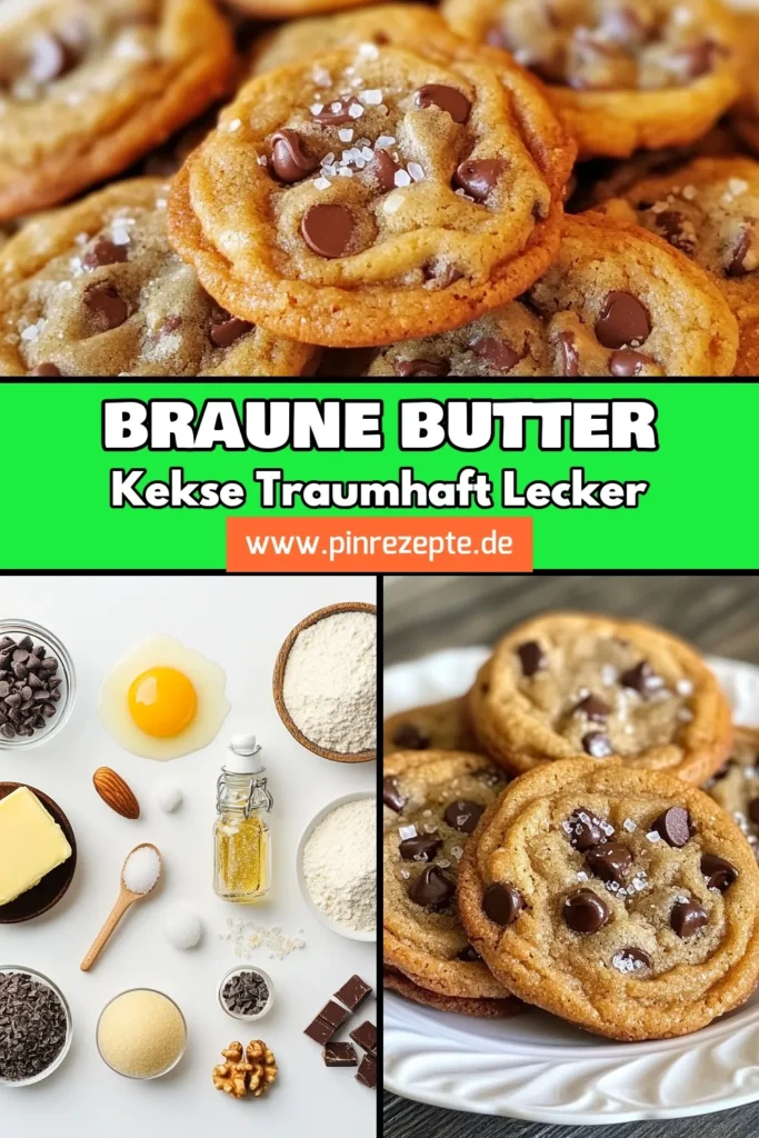 Entdecke das Rezept für perfekte Braune Butter Schokoladenkekse! Diese amerikanischen Kekse vereinen den nussigen Geschmack von brauner Butter mit zarten Schokoladenstückchen und optionalen Walnüssen. Ideal für jeden Anlass, erfahre, wie du mit diesem schnellen Keksrezept beeindruckst. Backe noch heute diese köstlichen Kekse und erlebe, wie einfach Kekse mit Walnüssen sein können! Speichere das Rezept für später! #SchokoladenkekseRezept #KekseMitWalnüssen #SchnelleKeksrezepte #AmerikanischeKekseBacken