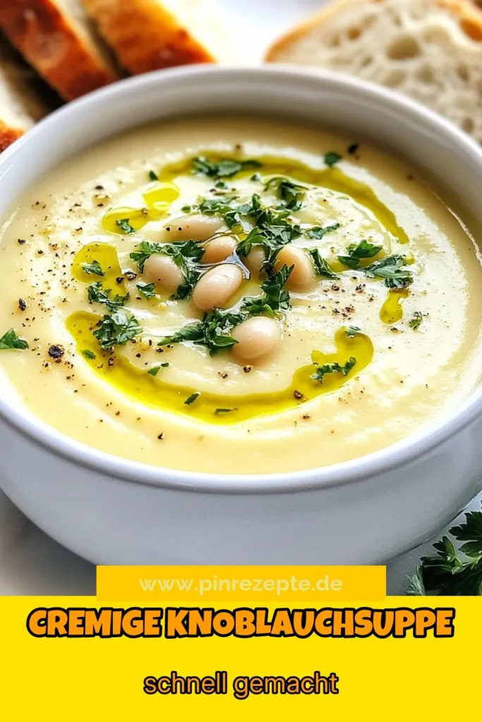 Entdecke die cremige Knoblauch weiße Bohnensuppe, ein einfaches Rezept mit weißen Bohnen, perfekt für gesunde Suppenrezepte. Diese vegane Suppenrezepte mit Kokosmilch sorgen für einen reichhaltigen Geschmack und eine tolle Konsistenz. Ideale Wahl für ein schnelles und nahrhaftes Mittagessen! Probiere das Rezept jetzt aus und speichere es für deine nächste Kochsession! #weißeBohnen #veganeSuppe #gesundeRezepte #Kokosmilch