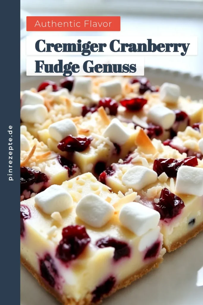 Entdecke unser Rezept für weißen Schokoladen-Cranberry-Fudge, die perfekte Ergänzung für dein Weihnachtsgebäck! Dieser einfache Fudge ist nicht nur lecker, sondern auch eine gesunde Süßigkeit, die begeistert. Lass dich von unseren festlichen Rezepten inspirieren und kreiere schnell deinen eigenen weißen Schokoladen-Cranberry-Fudge. Jetzt ausprobieren und speichern! #weihnachtlichesbacken #fudgeschokolade #festlichedesserts #einfacherezepte