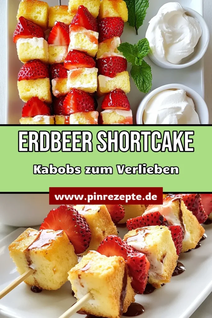 Entdecken Sie diese köstlichen Erdbeer-Shortcake-Kabobs, das perfekte Rezept für Sommerdesserts und einfaches Fingerfood! Mit frischen Erdbeeren, saftigem Butterkuchen und einer optionalen Schokoladendekoration sind diese Erdbeer-Shortcake-Kabobs ein Must-Have für jedes Dessertbuffet. Ideal für Ihre nächste Feier – die einfachen Dessertrezepte sind schnell zubereitet! Speichern Sie dieses Rezept und genießen Sie den Sommer! #ErdbeerShortcakeKabobs #einfacheDessertrezepte #Sommerdesserts #FingerfoodRezepte