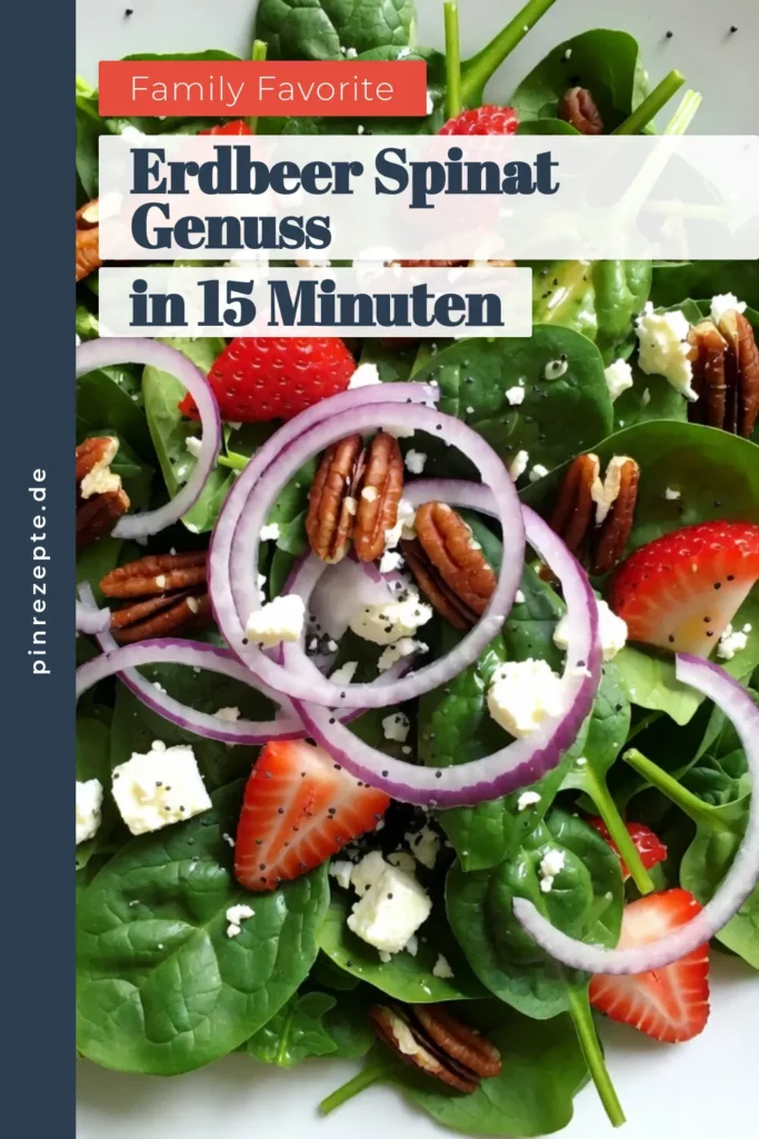 Entdecke unser einfaches Salatrezept für einen köstlichen Erdbeer-Spinat-Salat mit Mohnsamen! Dieser gesunde Salat mit Mohnsamen kombiniert frischen Spinat, saftige Erdbeeren und Feta für ein wahres Geschmackserlebnis. Perfekt als leichtes Mittagessen oder Beilage. Probiere es aus und bring frischen Wind auf deinen Tisch! Speichere dir dieses Rezept für deinen nächsten Salatgenuss. #ErdbeerSpinatSalat #GesunderSalatMitMohnsamen #FrischerSpinatSalat #SalatMitFetaUndErdbeeren