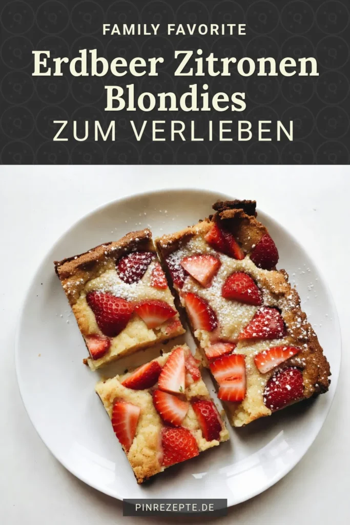 Entdecken Sie das köstliche Rezept für Erdbeer-Zitronen-Blondies! Diese fruchtigen Blondies sind die perfekte Kombination aus saftigen Erdbeeren und erfrischender Zitrone. Mit diesem einfachen Blondies Rezept zaubern Sie im Handumdrehen ein himmlisches Zitronen-Dessert. Ideal für jede Gelegenheit! Probieren Sie es aus und überzeugen Sie sich selbst. Speichern Sie das Rezept für später! #ErdbeerZitronenBlondies #BlondiesRezept #fruchtigeBlondies #einfacheBlondies