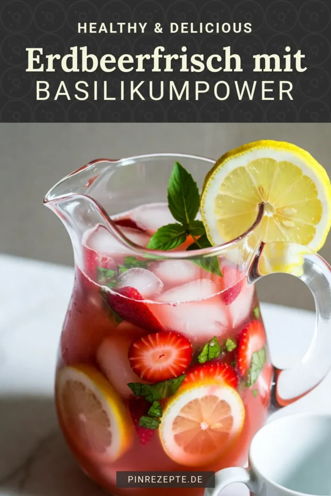 Entdecken Sie die perfekte Erfrischung für den Sommer mit unserer Erdbeer-Basilikum-Limonade! Dieses frische Limonade Rezept kombiniert süße Erdbeeren und aromatisches Basilikum für ein einzigartiges Geschmackserlebnis. Ideal für sommerliche Getränke an heißen Tagen. Probieren Sie dieses natürliche Limonade Rezept aus und beeindrucken Sie Ihre Freunde! Speichern Sie es für Ihre nächste Gartenparty! #ErdbeerBasilikumLimonade #FrischeLimonadeRezept #SommerlicheGetränke #ErfrischendeDrinkRezepte