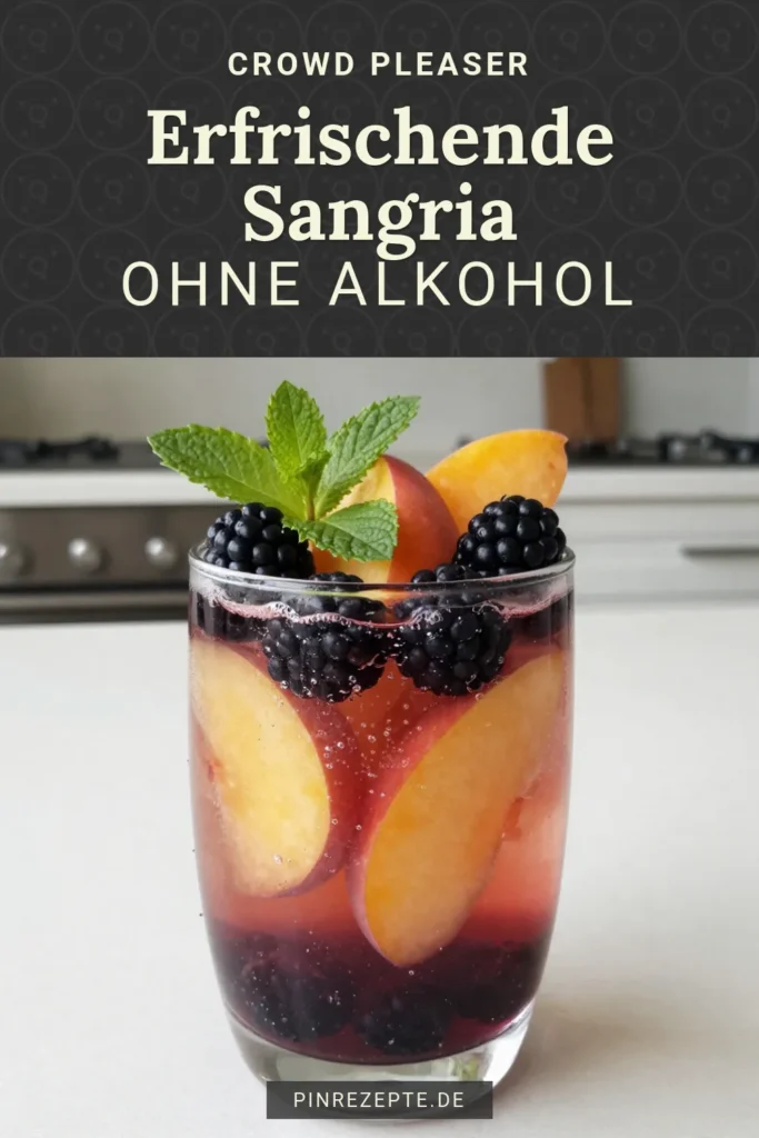 Entdecke das perfekte Sommergetränk mit unserem Schwarzen Johannisbeer Sangria Pfirsich Mocktail Rezept! Genieße erfrischende alkoholfreie Getränke, ideal für jede Gartenparty oder einfach zum Entspannen. Mit frischen schwarzen Johannisbeeren, süßen Pfirsichen und sprudelndem Wasser ist dieser Sommerdrink ein Hit. Probiere jetzt unsere gesunden Mocktail Rezepte aus und lass dich inspirieren! Speichere das Rezept und genieße den Sommer! #Mocktail #Johannisbeeren #Pfirsich #Sommerdrinks