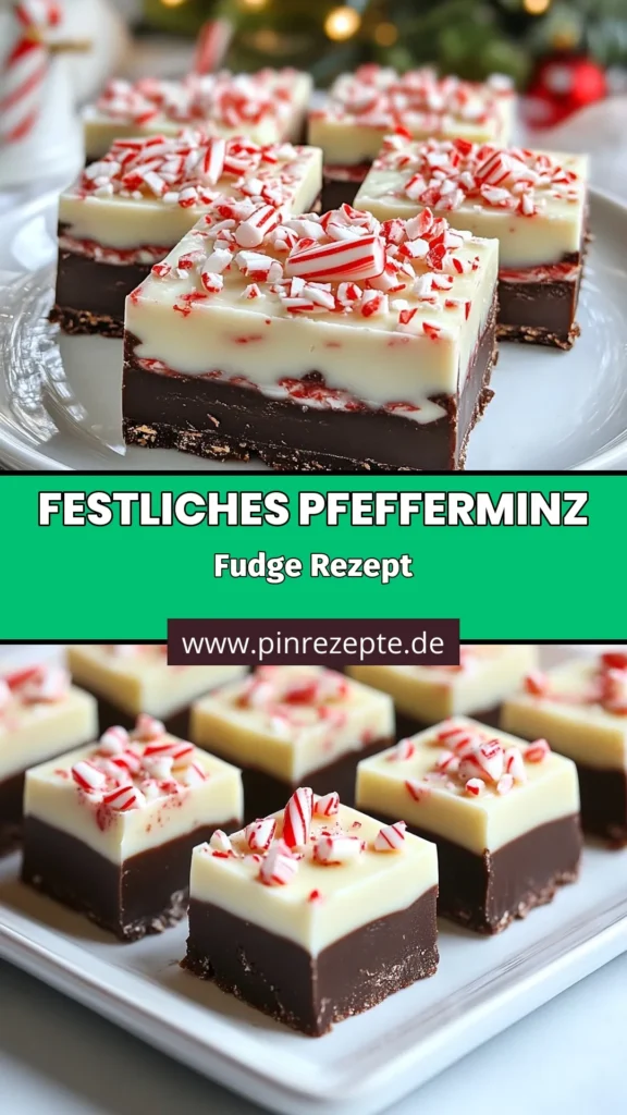 Entdecke unser festliches Fudge-Rezept für köstlichen Pfefferminz-Bark-Fudge! Dieses einfache Fudge-Rezept kombiniert Zartbitter- und weiße Schokolade mit erfrischendem Pfefferminz-Extrakt. Perfekt für Weihnachtsleckereien, die Liebe und Genuss verbreiten. Lass dir diese süße Verführung nicht entgehen! Klicke für die vollständige Anleitung und teile dein Ergebnis! #PfefferminzBarkFudge #festlichesFudgeRezept #SchokoladenFudgemitPfefferminz #einfacheFudgeZubereitung