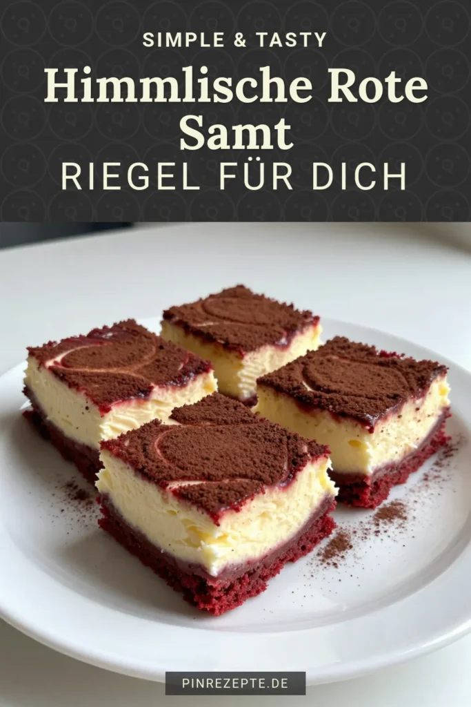 Entdecke das ultimative Cheesecake Rezept mit unseren leckeren roten Samt Cheesecake Riegel! Diese einfachen Dessertrezepte kombinieren zarten Frischkäse mit lebendiger roter Lebensmittelfarbe für einen Blickfang auf jedem Fest. Perfekt für Gartenpartys oder besondere Anlässe. Lass dir dieses köstliche Rezept nicht entgehen – klicke, speichere und genieße! #RoteSamtCheesecakeRiegel #CheesecakeRezept #EinfacheDessertrezepte #RoteLebensmittelfarbeDessert
