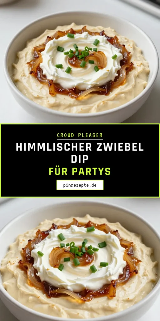 Entdecke das köstliche Karamellisierte Zwiebeln Rezept für einen unwiderstehlichen Zwiebel-Dip mit Frischkäse! Dieser einfache Dip für Feste ist perfekt für gesunde Snack-Ideen und vegetarische Partyrezepte. Mit karamellisierten Zwiebeln, Sauerrahm und frischem Thymian wird jeder Bissen ein Genuss. Probiere es aus und beeindrucken deine Gäste! Speichere das Rezept für deine nächste Feier! #ZwiebelDip #PartyRezepte #GesundeSnacks #Vegetarisch