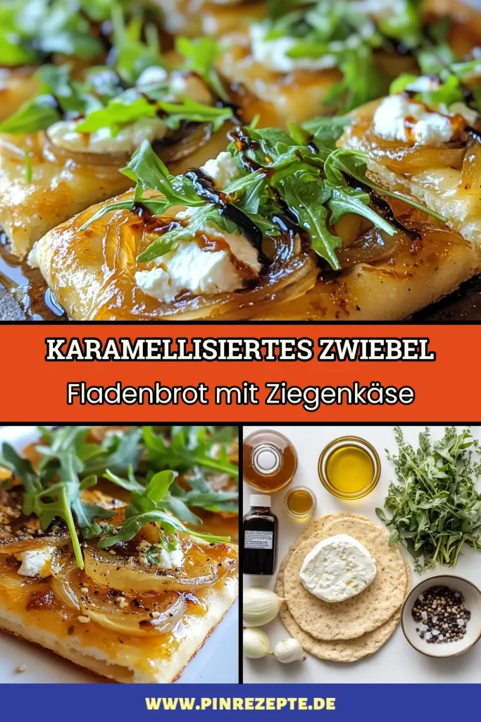 Entdecke das köstliche Rezept für Ziegenkäse Fladenbrot mit karamellisierten Zwiebeln. Dieses Vollkorn Fladenbrot vereint weichen Ziegenkäse und süße, aromatische Zwiebeln für einen perfekten Thymian Ziegenkäse Snack. Garniert mit frischem Rucola ist es ideal als Vorspeise oder leichter Snack. Probiere es unbedingt aus! Perfekt für dein nächstes Treffen oder einen gemütlichen Abend. Speichere das Rezept! #Ziegenkäse #Fladenbrot #Snacks #Kochrezept