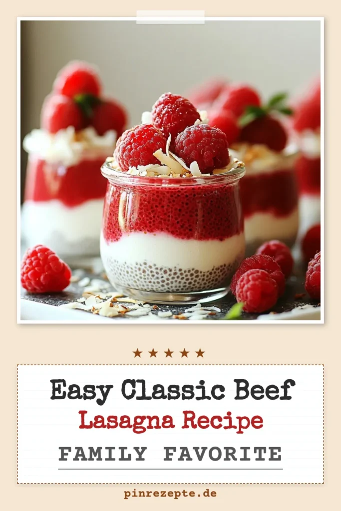 Entdecke unser einfaches Rezept für Kokos-Raspberry Chia-Pudding – ein köstliches und gesundes Dessert, das perfekt zu deinen gesunden Puddingrezepte passt! Verwende frische Himbeeren, um diesem veganen Dessert einen fruchtigen Kick zu verleihen. Ideal für jeden Anlass, dieser Chia-Samen Rezept ist nicht nur lecker, sondern auch nahrhaft. Schau dir das Rezept an und lass dich inspirieren! Speichere es dir und probiere es aus! #KokosRaspberry #VeganeDessertideen #ChiaSamenRezepte #HimbeerenVerwenden