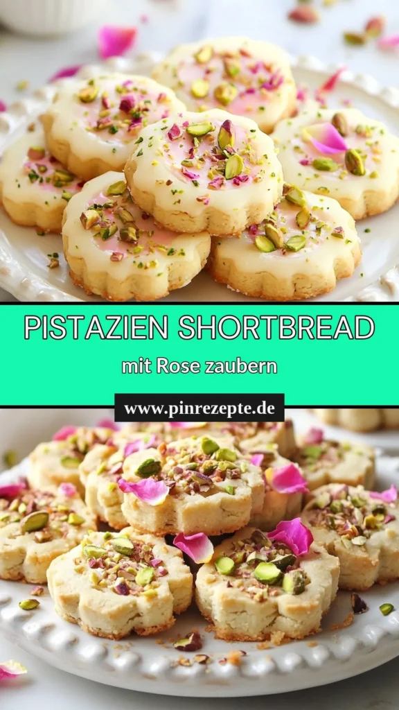 Entdecken Sie die verführerische Welt der Pistazien-Rosen-Shortbread! Dieses einfache Shortbread-Rezept kombiniert die Aromen von frisch gemahlenen Pistazien und zartem Rosenwasser für unwiderstehliche Kekse mit Pistazien. Perfekt für besondere Anlässe oder als süßer Snack. Verwöhnen Sie sich und Ihre Gäste mit diesen köstlichen französischen Zutaten für Kekse. Jetzt nachbacken und genießen! #PistazienRosenShortbread #ShortbreadRezepte #KekseMitPistazien #RosenwasserShortbread