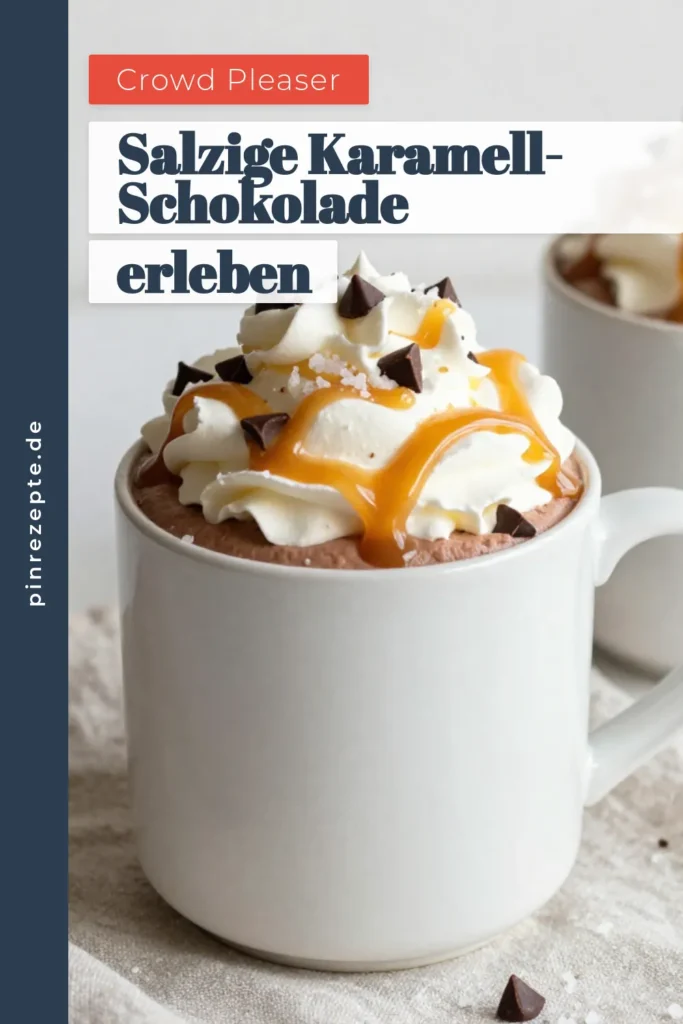 Entdecke unser Rezept für salzige Karamell heiße Schokolade! Dieses schokoladige Getränk Rezept vereint die perfekte Mischung aus zartschmelzender Schokolade und einer köstlichen Karamellsauce. Mit wenigen Zutaten kannst du deine eigene selbstgemachte heiße Schokolade zaubern, die jedes Herz erwärmt. Probiere es aus und genieße diesen himmlischen Genuss! Speichere dir das Rezept jetzt! #heißeSchokolade #Karamell #Schokoladigenuss #Rezeptideen