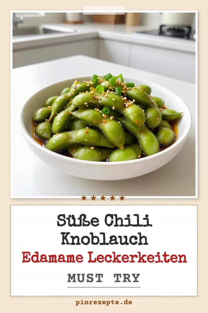 Entdecken Sie dieses köstliche Rezept für Süße Chili Knoblauch Edamame, perfekt als schnelle Vorspeise mit Edamame oder als gesunder Snack für jeden Anlass. Diese asiatischen Snacks sind nicht nur einfach zuzubereiten, sondern auch voller Geschmack! Mit nur wenigen Zutaten verwandeln Sie Edamame in ein wahres Geschmackserlebnis. Probieren Sie es aus und teilen Sie Ihre Ergebnisse! #EdamameRezept #schnelleVorspeise #asiatischeSnacks #gesundeRezeptideenEdamame
