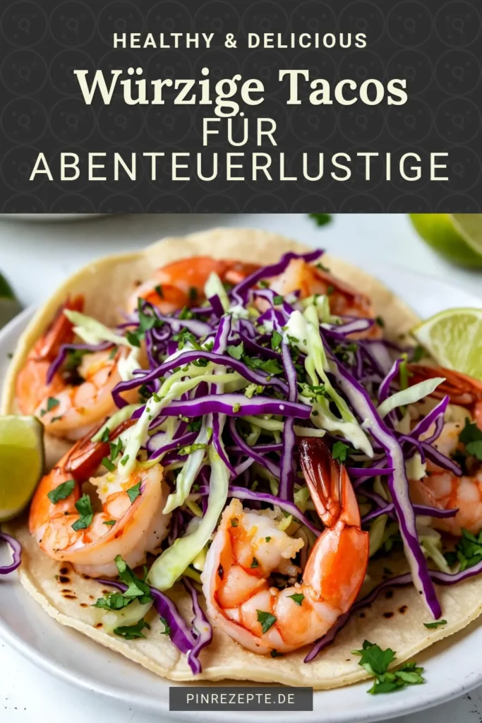 Entdecken Sie unser Garnelen-Tacos Rezept für würzige Tacos mit Koriander, die perfekt für jeden Abend sind! Diese schnellen Garnelen-Tacos sind mit einem köstlichen Koriander-Limetten-Slaw belegt und sind einfach zuzubereiten. Genießen Sie die aromatischen Gewürze und frischen Zutaten, die Farbe und Geschmack auf Ihren Tisch bringen. Probieren Sie es aus und speichern Sie das Rezept für Ihre nächste Taco-Nacht! #GarnelenTacos #schnelleRezepte #Koriander #Tacos
