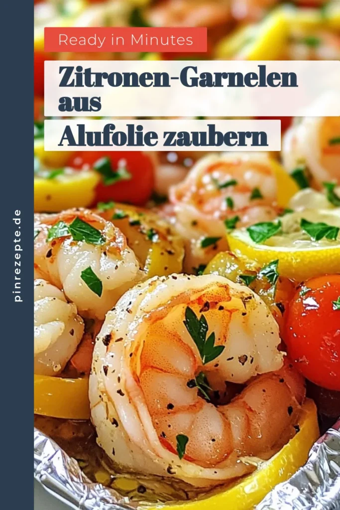 Entdecken Sie das perfekte sommerliche Rezept mit diesen Zitronen-Knoblauch-Garnelen in Alufolie! Dieses einfache Garnelenrezept vereint frische Aromen und ist ideal für den Grill oder den Ofen. In nur 25 Minuten genießen Sie zarte Garnelen, kombiniert mit Kirschtomaten und Paprika. Perfekt für jedes Grillfest! Probieren Sie es aus und teilen Sie es! #GarneleninAlufolie #Garnelenrezepte #einfachGarnelenrezepte #GrillrezepteMitGarnelen