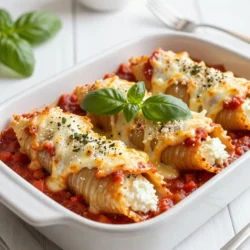 Für diesen leckeren Manicotti brauchen Sie folgende Zutaten: - 12 große Manicotti-Schalen - 1 Tasse Ricotta-Käse - 1 Tasse frisch geriebener Mozzarella-Käse - 1 Tasse geriebener Parmesan-Käse - 1 Ei Diese Zutaten geben dem Gericht eine tolle, cremige Textur. Ricotta sorgt für die Basis, während Mozzarella und Parmesan den Käsegeschmack verstärken. Die Gewürze sind wichtig. Sie benötigen: - 1 Teelöffel Knoblauchpulver - 1 Teelöffel getrockneter Basilikum - 1 Teelöffel getrockneter Oregano - Salz und Pfeffer nach Geschmack Diese Gewürze bringen die Aromen zum Leben. Experimentieren Sie gern mit anderen Kräutern wie Thymian oder Petersilie. Für Käsevarianten können Sie auch Feta oder Gouda verwenden. Die Marinara-Sauce ist die perfekte Ergänzung für Ihren Manicotti. Sie brauchen: - 3 Tassen Marinara-Sauce Diese Sauce sollte frisch sein, um den besten Geschmack zu erzielen. Sie können auch eine hausgemachte Variante verwenden. Achten Sie darauf, die Sauce gleichmäßig auf den Manicotti zu verteilen. Ein wenig frisches Basilikum als Garnitur macht Ihr Gericht noch schöner und geschmackvoller. {{ingredient_image_2}} Heize deinen Ofen auf 190°C vor. Das ist wichtig, damit die Manicotti schön durchgaren. Koche die Manicotti-Schalen laut Anleitung auf der Packung. Achte darauf, sie al dente zu kochen. So bleiben sie fest und brechen nicht. Lass die Schalen nach dem Kochen abtropfen und stelle sie zur Seite. In einer großen Rührschüssel mische den Ricotta-Käse, die Hälfte des Mozzarella-Käses und den Parmesan-Käse. Füge das Ei, das Knoblauchpulver, den getrockneten Basilikum und den Oregano hinzu. Schmecke die Mischung mit Salz und Pfeffer ab. Rühre alles gut durch, bis die Käsemischung cremig ist. Diese Mischung gibt deinem Manicotti den tollen Geschmack, den wir lieben. Nimm einen Spritzbeutel oder einen Löffel und fülle jede Manicotti-Schale vorsichtig mit der Käsemischung. Achte darauf, dass sie gut gefüllt sind. Verteile 1 Tasse der Marinara-Sauce gleichmäßig auf dem Boden einer Backform. Lege die gefüllten Manicotti in einer einzigen Schicht darauf. Gieße die restliche Marinara-Sauce über die Manicotti. Streue den restlichen Mozzarella-Käse darüber. Decke die Form mit Aluminiumfolie ab und backe sie 25 Minuten lang. Nimm die Folie ab und backe sie weitere 10-15 Minuten, bis der Käse sprudelt und goldbraun ist. Lass die Manicotti nach dem Backen kurz abkühlen. Garniere sie mit frischen Basilikumblättern. So sieht dein Gericht noch schöner aus! Um die besten Manicotti zu machen, achte auf die Füllung. Wähle frische Zutaten. Mische den Ricotta, Mozzarella und Parmesan gut. Das Ei hilft, die Füllung zu binden. Verwende einen Spritzbeutel, um die Schalen zu füllen. So geht es sauberer und einfacher. Fülle die Schalen großzügig, aber nicht zu voll. Die Füllung braucht Platz, um beim Backen zu expandieren. Ein häufiger Fehler ist, die Manicotti zu lange zu kochen. Sie sollten al dente sein, damit sie beim Füllen nicht brechen. Ein weiterer Fehler ist, zu wenig Marinara-Sauce zu verwenden. Die Sauce hält die Manicotti feucht und gibt Geschmack. Achte darauf, die Schalen gut zu bedecken, bevor du sie backst. Vergiss nicht, die Folie beim Backen zu entfernen. So wird der Käse schön goldbraun. Serviere die Manicotti heiß, direkt aus dem Ofen. Garniere sie mit frischen Basilikumblättern. Das sieht toll aus und schmeckt frisch. Du kannst auch etwas zusätzliche Marinara-Sauce darüber geben. Ein grüner Salat passt gut dazu. Für einen besonderen Touch, streue etwas mehr Parmesan darüber. So wird das Gericht noch leckerer und schöner. Pro Tipps Die richtige Kochzeit: Kochen Sie die Manicotti-Schalen nur bis sie al dente sind, damit sie beim Füllen und Backen nicht zerbrechen. Füllung variieren: Fügen Sie Ihrer Käsemischung Spinat oder andere Gemüse hinzu, um zusätzliche Nährstoffe und Geschmack zu erhalten. Marinara-Sauce anpassen: Verwenden Sie eine hausgemachte Marinara-Sauce oder fügen Sie Gewürze wie Chili-Flocken hinzu, um mehr Würze zu erzielen. Serviervorschläge: Reichen Sie die Manicotti mit einem frischen grünen Salat und knusprigem Brot, um eine komplette Mahlzeit zu genießen. {{image_4}} Eine tolle Idee ist es, die Manicotti mit Gemüse zu füllen. Spinat, Zucchini oder Pilze passen gut. Diese Füllung gibt dem Gericht mehr Farbe und Nährstoffe. Sie können das Gemüse einfach dünsten. Mischen Sie es dann mit der Käsemischung. Das sorgt für einen leckeren, gesunden Twist. Wenn Sie keinen Käse mögen oder allergisch sind, gibt es Alternativen. Versuchen Sie, eine Mischung aus püriertem Tofu und Hefeflocken zu verwenden. Diese Mischung hat einen ähnlichen Geschmack. Sie können auch Cashewkäse ausprobieren. Das gibt einen cremigen und nussigen Geschmack, der gut passt. Die Wahl der Sauce kann viel ausmachen. Marinara ist klassisch, aber Sie können auch andere Saucen ausprobieren. Eine weiße Sauce mit Sahne und Käse ist sehr lecker. Oder eine Pesto-Sauce für einen frischen Geschmack. Experimentieren Sie mit verschiedenen Saucen, um neue Aromen zu entdecken. Um die Reste Ihres Drei Käse gefüllter Manicotti frisch zu halten, lassen Sie das Gericht zuerst abkühlen. Dann legen Sie die Manicotti in einen luftdichten Behälter. Sie können die Reste im Kühlschrank für bis zu drei Tage aufbewahren. Achten Sie darauf, die Marinara-Sauce gut zu verteilen, damit die Pasta nicht austrocknet. Sie können den Manicotti auch einfrieren. Bereiten Sie das Gericht bis zur letzten Backstufe vor. Decken Sie die Auflaufform mit Frischhaltefolie ab und dann mit Aluminiumfolie. So bleibt es bis zu drei Monate frisch. Wenn Sie bereit sind, es zu essen, lassen Sie es im Kühlschrank über Nacht auftauen. Um die Manicotti wieder zu erwärmen, heizen Sie Ihren Ofen auf 175°C (350°F) vor. Entfernen Sie die Folie und decken Sie die Form mit Aluminiumfolie ab. Backen Sie die Manicotti für etwa 20 Minuten, bis sie durchheizt sind. Entfernen Sie die Folie für die letzten fünf Minuten, damit der Käse wieder schön schmelzig wird. Das Kochen von Manicotti braucht etwa 10 Minuten. Kochen Sie die Schalen bis sie al dente sind. Das bedeutet, sie sind weich, aber noch fest. Achten Sie darauf, sie nicht zu lange zu kochen. So behalten sie ihre Form. Ja, Sie können Manicotti im Voraus machen. Füllen Sie die Schalen und legen Sie sie in die Backform. Statt sie sofort zu backen, decken Sie sie ab und kühlen sie. Sie können die gefüllten Manicotti bis zu 24 Stunden im Kühlschrank aufbewahren. Backen Sie sie dann einfach, wenn Sie bereit sind. Um glutenfreien Manicotti zu machen, wählen Sie glutenfreie Pasta. Viele Marken bieten diese an. Stellen Sie sicher, dass alle anderen Zutaten auch glutenfrei sind. Achten Sie auf die Marinara-Sauce und die Käsesorten. Damit wird Ihr Gericht für alle genießbar. Manicotti ist ein köstliches Gericht, das leicht zu machen ist. Wir haben die Hauptzutaten und verschiedene Füllungen besprochen. Zudem gab es Tipps, um die perfekten Manicotti zu kreieren. Ich habe auch erklärt, wie man Reste lagert und sie einfach aufwärmt. Egal, wie du deinen Manicotti machst, das Wichtigste ist, Spaß dabei zu haben. Mit den richtigen Zutaten und etwas Übung wird jeder Biss ein Genuss. Viel Freude beim Kochen!