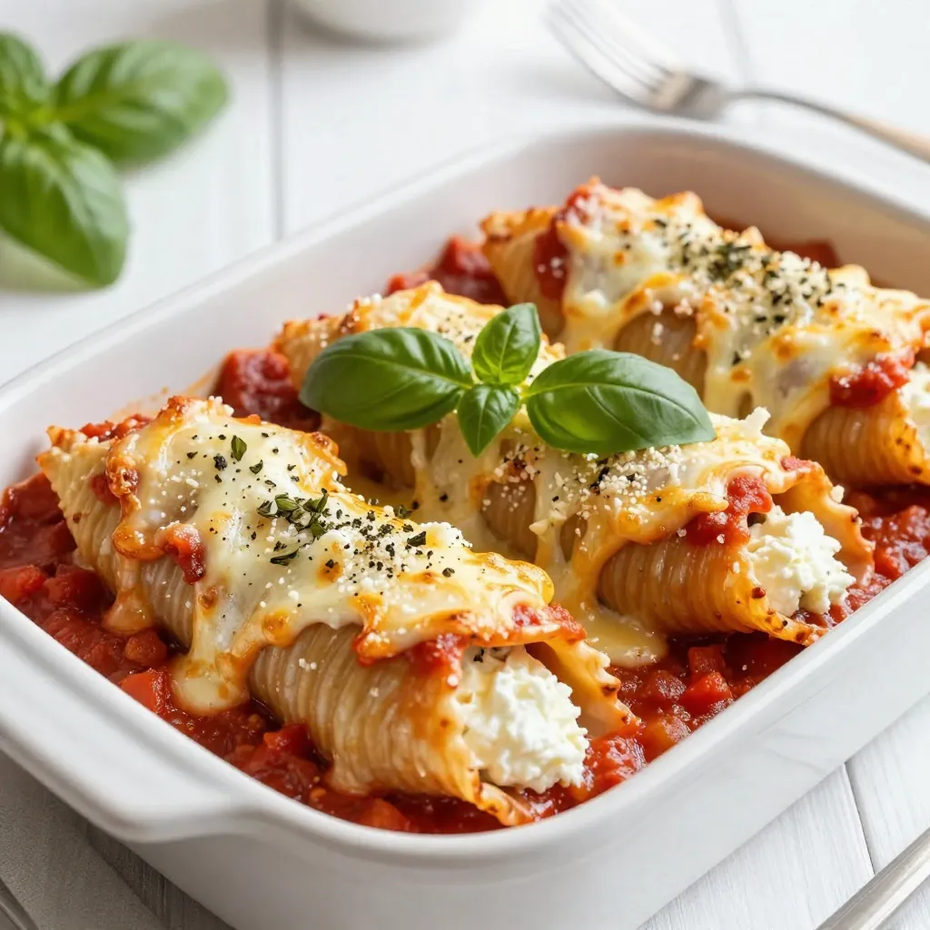 Für diesen leckeren Manicotti brauchen Sie folgende Zutaten: - 12 große Manicotti-Schalen - 1 Tasse Ricotta-Käse - 1 Tasse frisch geriebener Mozzarella-Käse - 1 Tasse geriebener Parmesan-Käse - 1 Ei Diese Zutaten geben dem Gericht eine tolle, cremige Textur. Ricotta sorgt für die Basis, während Mozzarella und Parmesan den Käsegeschmack verstärken. Die Gewürze sind wichtig. Sie benötigen: - 1 Teelöffel Knoblauchpulver - 1 Teelöffel getrockneter Basilikum - 1 Teelöffel getrockneter Oregano - Salz und Pfeffer nach Geschmack Diese Gewürze bringen die Aromen zum Leben. Experimentieren Sie gern mit anderen Kräutern wie Thymian oder Petersilie. Für Käsevarianten können Sie auch Feta oder Gouda verwenden. Die Marinara-Sauce ist die perfekte Ergänzung für Ihren Manicotti. Sie brauchen: - 3 Tassen Marinara-Sauce Diese Sauce sollte frisch sein, um den besten Geschmack zu erzielen. Sie können auch eine hausgemachte Variante verwenden. Achten Sie darauf, die Sauce gleichmäßig auf den Manicotti zu verteilen. Ein wenig frisches Basilikum als Garnitur macht Ihr Gericht noch schöner und geschmackvoller. {{ingredient_image_2}} Heize deinen Ofen auf 190°C vor. Das ist wichtig, damit die Manicotti schön durchgaren. Koche die Manicotti-Schalen laut Anleitung auf der Packung. Achte darauf, sie al dente zu kochen. So bleiben sie fest und brechen nicht. Lass die Schalen nach dem Kochen abtropfen und stelle sie zur Seite. In einer großen Rührschüssel mische den Ricotta-Käse, die Hälfte des Mozzarella-Käses und den Parmesan-Käse. Füge das Ei, das Knoblauchpulver, den getrockneten Basilikum und den Oregano hinzu. Schmecke die Mischung mit Salz und Pfeffer ab. Rühre alles gut durch, bis die Käsemischung cremig ist. Diese Mischung gibt deinem Manicotti den tollen Geschmack, den wir lieben. Nimm einen Spritzbeutel oder einen Löffel und fülle jede Manicotti-Schale vorsichtig mit der Käsemischung. Achte darauf, dass sie gut gefüllt sind. Verteile 1 Tasse der Marinara-Sauce gleichmäßig auf dem Boden einer Backform. Lege die gefüllten Manicotti in einer einzigen Schicht darauf. Gieße die restliche Marinara-Sauce über die Manicotti. Streue den restlichen Mozzarella-Käse darüber. Decke die Form mit Aluminiumfolie ab und backe sie 25 Minuten lang. Nimm die Folie ab und backe sie weitere 10-15 Minuten, bis der Käse sprudelt und goldbraun ist. Lass die Manicotti nach dem Backen kurz abkühlen. Garniere sie mit frischen Basilikumblättern. So sieht dein Gericht noch schöner aus! Um die besten Manicotti zu machen, achte auf die Füllung. Wähle frische Zutaten. Mische den Ricotta, Mozzarella und Parmesan gut. Das Ei hilft, die Füllung zu binden. Verwende einen Spritzbeutel, um die Schalen zu füllen. So geht es sauberer und einfacher. Fülle die Schalen großzügig, aber nicht zu voll. Die Füllung braucht Platz, um beim Backen zu expandieren. Ein häufiger Fehler ist, die Manicotti zu lange zu kochen. Sie sollten al dente sein, damit sie beim Füllen nicht brechen. Ein weiterer Fehler ist, zu wenig Marinara-Sauce zu verwenden. Die Sauce hält die Manicotti feucht und gibt Geschmack. Achte darauf, die Schalen gut zu bedecken, bevor du sie backst. Vergiss nicht, die Folie beim Backen zu entfernen. So wird der Käse schön goldbraun. Serviere die Manicotti heiß, direkt aus dem Ofen. Garniere sie mit frischen Basilikumblättern. Das sieht toll aus und schmeckt frisch. Du kannst auch etwas zusätzliche Marinara-Sauce darüber geben. Ein grüner Salat passt gut dazu. Für einen besonderen Touch, streue etwas mehr Parmesan darüber. So wird das Gericht noch leckerer und schöner. Pro Tipps Die richtige Kochzeit: Kochen Sie die Manicotti-Schalen nur bis sie al dente sind, damit sie beim Füllen und Backen nicht zerbrechen. Füllung variieren: Fügen Sie Ihrer Käsemischung Spinat oder andere Gemüse hinzu, um zusätzliche Nährstoffe und Geschmack zu erhalten. Marinara-Sauce anpassen: Verwenden Sie eine hausgemachte Marinara-Sauce oder fügen Sie Gewürze wie Chili-Flocken hinzu, um mehr Würze zu erzielen. Serviervorschläge: Reichen Sie die Manicotti mit einem frischen grünen Salat und knusprigem Brot, um eine komplette Mahlzeit zu genießen. {{image_4}} Eine tolle Idee ist es, die Manicotti mit Gemüse zu füllen. Spinat, Zucchini oder Pilze passen gut. Diese Füllung gibt dem Gericht mehr Farbe und Nährstoffe. Sie können das Gemüse einfach dünsten. Mischen Sie es dann mit der Käsemischung. Das sorgt für einen leckeren, gesunden Twist. Wenn Sie keinen Käse mögen oder allergisch sind, gibt es Alternativen. Versuchen Sie, eine Mischung aus püriertem Tofu und Hefeflocken zu verwenden. Diese Mischung hat einen ähnlichen Geschmack. Sie können auch Cashewkäse ausprobieren. Das gibt einen cremigen und nussigen Geschmack, der gut passt. Die Wahl der Sauce kann viel ausmachen. Marinara ist klassisch, aber Sie können auch andere Saucen ausprobieren. Eine weiße Sauce mit Sahne und Käse ist sehr lecker. Oder eine Pesto-Sauce für einen frischen Geschmack. Experimentieren Sie mit verschiedenen Saucen, um neue Aromen zu entdecken. Um die Reste Ihres Drei Käse gefüllter Manicotti frisch zu halten, lassen Sie das Gericht zuerst abkühlen. Dann legen Sie die Manicotti in einen luftdichten Behälter. Sie können die Reste im Kühlschrank für bis zu drei Tage aufbewahren. Achten Sie darauf, die Marinara-Sauce gut zu verteilen, damit die Pasta nicht austrocknet. Sie können den Manicotti auch einfrieren. Bereiten Sie das Gericht bis zur letzten Backstufe vor. Decken Sie die Auflaufform mit Frischhaltefolie ab und dann mit Aluminiumfolie. So bleibt es bis zu drei Monate frisch. Wenn Sie bereit sind, es zu essen, lassen Sie es im Kühlschrank über Nacht auftauen. Um die Manicotti wieder zu erwärmen, heizen Sie Ihren Ofen auf 175°C (350°F) vor. Entfernen Sie die Folie und decken Sie die Form mit Aluminiumfolie ab. Backen Sie die Manicotti für etwa 20 Minuten, bis sie durchheizt sind. Entfernen Sie die Folie für die letzten fünf Minuten, damit der Käse wieder schön schmelzig wird. Das Kochen von Manicotti braucht etwa 10 Minuten. Kochen Sie die Schalen bis sie al dente sind. Das bedeutet, sie sind weich, aber noch fest. Achten Sie darauf, sie nicht zu lange zu kochen. So behalten sie ihre Form. Ja, Sie können Manicotti im Voraus machen. Füllen Sie die Schalen und legen Sie sie in die Backform. Statt sie sofort zu backen, decken Sie sie ab und kühlen sie. Sie können die gefüllten Manicotti bis zu 24 Stunden im Kühlschrank aufbewahren. Backen Sie sie dann einfach, wenn Sie bereit sind. Um glutenfreien Manicotti zu machen, wählen Sie glutenfreie Pasta. Viele Marken bieten diese an. Stellen Sie sicher, dass alle anderen Zutaten auch glutenfrei sind. Achten Sie auf die Marinara-Sauce und die Käsesorten. Damit wird Ihr Gericht für alle genießbar. Manicotti ist ein köstliches Gericht, das leicht zu machen ist. Wir haben die Hauptzutaten und verschiedene Füllungen besprochen. Zudem gab es Tipps, um die perfekten Manicotti zu kreieren. Ich habe auch erklärt, wie man Reste lagert und sie einfach aufwärmt. Egal, wie du deinen Manicotti machst, das Wichtigste ist, Spaß dabei zu haben. Mit den richtigen Zutaten und etwas Übung wird jeder Biss ein Genuss. Viel Freude beim Kochen!