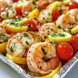 Für dieses Rezept brauchen Sie: - 450 g große Garnelen, geschält und entdarmt - 4 Knoblauchzehen, fein gehackt - 2 Esslöffel Olivenöl - Schale und Saft von 1 Zitrone Die Garnelen sind der Star dieses Gerichts. Wählen Sie frische, große Garnelen für den besten Geschmack. Der Knoblauch bringt eine herrliche Tiefe in die Aromen. Zitronensaft und -schale sorgen für Frische und einen tollen Kick! Zusätzlich benötigen Sie: - 1 Teelöffel Paprika - 1 Teelöffel rote Pfefferflocken (optional) - 1 Teelöffel getrockneter Oregano - Salz und Pfeffer nach Geschmack Paprika bringt eine schöne Farbe und einen milden Geschmack. Die roten Pfefferflocken geben etwas Schärfe, aber das ist optional. Oregano fügt ein tolles Aroma hinzu, das gut zu den Garnelen passt. Für die Gemüsebeilage brauchen Sie: - 240 g Kirschtomaten, halbiert - 1 Paprika, in Streifen geschnitten (jede Farbe) Die Kirschtomaten sind süß und saftig. Sie ergänzen die Garnelen perfekt. Die Paprika gibt zusätzlich Farbe und Crunch. Beide Gemüse sorgen für mehr Textur und Nährstoffe in Ihrem Gericht. {{ingredient_image_2}} Heizen Sie Ihren Grill auf mittlere bis hohe Hitze vor. Wenn Sie den Ofen nutzen, stellen Sie ihn auf 200 °C ein. Diese Temperaturen helfen, die Garnelen perfekt zu garen. Ein gut vorgeheizter Grill oder Ofen sorgt für eine gleichmäßige Hitze. Nehmen Sie eine große Schüssel und geben Sie die Garnelen hinein. Fügen Sie die fein gehackten Knoblauchzehen, das Olivenöl, Paprika, und die roten Pfefferflocken hinzu, wenn Sie es scharf mögen. Reiben Sie die Zitronenschale über die Garnelen und pressen Sie den Saft hinein. Mischen Sie alles gut, sodass die Garnelen gleichmäßig bedeckt sind. Diese Marinade bringt viel Geschmack in die Garnelen. Legen Sie vier große Stücke Alufolie auf Ihre Arbeitsfläche. Teilen Sie die marinierte Garnelenmasse gleichmäßig in der Mitte jedes Stücks auf. Jetzt kommen die halbierten Kirschtomaten und die Paprikastreifen dazu. Streuen Sie den getrockneten Oregano, Salz und Pfeffer darüber. Falten Sie die Seiten der Alufolie über die Garnelen und das Gemüse. Drücken Sie die Kanten gut zusammen, um eine dichte Tüte zu bilden. Dies hält die Feuchtigkeit und den Geschmack in den Päckchen. Legen Sie die Folienpäckchen auf den Grill oder ein Backblech. Kochen Sie sie etwa 10-15 Minuten lang. Die Garnelen sind fertig, wenn sie undurchsichtig sind und eine schöne Farbe haben. Achtung: Öffnen Sie die Päckchen vorsichtig, um den heißen Dampf nicht zu verletzen. Garnieren Sie die Garnelen mit frisch gehackter Petersilie, bevor Sie sie servieren. Um die perfekten Garnelen zu machen, starte mit großen, frischen oder gefrorenen Garnelen. Achte darauf, dass sie geschält und entdarmt sind. So haben sie die beste Textur. Mische die Garnelen gut mit Öl und Gewürzen. Das hilft, den Geschmack gleichmäßig zu verteilen. Koche die Garnelen nicht zu lange. Sie sind fertig, wenn sie undurchsichtig werden, normalerweise nach 10-15 Minuten. Frische Garnelen haben oft mehr Geschmack. Sie sind zarter und saftiger. Gefrorene Garnelen sind jedoch praktisch und oft günstiger. Wenn du gefrorene Garnelen verwendest, tau sie zuerst auf. Lege sie dafür in kaltes Wasser. So bleiben sie fest und schmecken gut. Beide Optionen sind lecker, also wähle nach deinem Bedarf. Für das Grillen stelle deinen Grill auf mittlere bis hohe Hitze ein. Das sorgt für eine schöne Kruste. Wenn du den Ofen verwendest, heize ihn auf 200 °C vor. So garen die Garnelen gleichmäßig. Stelle sicher, dass die Folienpäckchen gut geschlossen sind. So bleibt der Dampf im Päckchen und macht die Garnelen saftig. Pro Tipps Frische Garnelen wählen: Achten Sie darauf, frische und qualitativ hochwertige Garnelen zu verwenden, um den besten Geschmack und die beste Textur zu erzielen. Knoblauch richtig hacken: Verwenden Sie ein scharfes Messer, um den Knoblauch fein zu hacken, damit er beim Kochen gleichmäßig verteilt wird und sein Aroma entfalten kann. Gemüse variieren: Fühlen Sie sich frei, verschiedene Gemüsesorten hinzuzufügen, wie Zucchini oder Zwiebeln, um zusätzliche Aromen und Texturen zu schaffen. Servieren mit Zitronenessenz: Träufeln Sie vor dem Servieren einen zusätzlichen Spritzer frischen Zitronensaft über die Garnelen für einen zusätzlichen Frischekick. {{image_4}} Du kannst die Gemüsesorten in diesem Rezept leicht ändern. Wenn du Zucchini magst, schneide sie in dünne Scheiben. Brokkoli oder Spargel passen auch gut. Möhren bringen eine süße Note. Du kannst sogar Erbsen hinzufügen, um Farbe und Textur zu bekommen. Achte darauf, dass das Gemüse die gleiche Garzeit hat wie die Garnelen. So bleibt alles gleichmäßig knackig und frisch. Wenn du es schärfer magst, füge mehr rote Pfefferflocken hinzu. Du kannst auch einen Spritzer scharfe Soße verwenden. Eine Marinade aus Sojasauce und Sesamöl gibt den Garnelen einen asiatischen Touch. Experimentiere mit frischem Ingwer oder Chili für extra Geschmack. Diese Varianten bringen eine aufregende Wendung zu deinem Gericht. Für eine vegetarische Option kannst du die Garnelen ganz weglassen. Verwende stattdessen mehr Gemüse. Champignons sind eine großartige Wahl. Sie geben eine fleischige Textur. Tofu kann auch eine gute Proteinquelle sein. Mariniere den Tofu mit den gleichen Gewürzen, um den vollen Geschmack zu genießen. So erhältst du ein leckeres und gesundes Gericht, das jeden begeistert. Um die Reste deiner Zitronen-Knoblauch-Garnelen aufzubewahren, lasse sie zuerst abkühlen. Packe die Garnelen dann in einen luftdichten Behälter. Du kannst auch Alufolie oder Frischhaltefolie verwenden. Achte darauf, die Reste gut abzudecken, damit sie frisch bleiben. Wenn du die Reste aufwärmen möchtest, lege die Garnelen auf einen mikrowellengeeigneten Teller. Decke sie mit einem feuchten Papiertuch ab, damit sie nicht austrocknen. Erwärme sie in der Mikrowelle für 1-2 Minuten. Überprüfe die Garnelen nach einer Minute, um sicherzustellen, dass sie gleichmäßig warm sind. Die Garnelen halten sich im Kühlschrank etwa 2-3 Tage. Stelle sicher, dass sie gut verpackt sind. Überprüfe die Garnelen vor dem Essen auf Geruch oder Aussehen. Wenn sie komisch riechen oder sich verfärben, wirf sie weg. Garnelen sollten etwa 10-15 Minuten gekocht werden. Sie sind fertig, wenn sie undurchsichtig werden. Achte darauf, sie nicht zu lange zu garen. Überkochte Garnelen werden zäh und trocken. Ja, du kannst dieses Rezept im Ofen machen. Heize den Ofen auf 200 °C vor. Lege die Folienpäckchen auf ein Backblech. Die Garzeit bleibt gleich, etwa 10-15 Minuten. Garnelen in Folie passen gut zu vielen Beilagen. Hier sind einige Ideen: - Reis oder Quinoa - Gegrilltes Gemüse - Frischer Salat - Knoblauchbrot - Pasta mit Olivenöl und Kräutern Diese Beilagen ergänzen den Geschmack der Garnelen perfekt. Sie machen das Gericht noch schmackhafter und bunter. Zitronen-Knoblauch-Garnelen sind ein köstliches Gericht. Du hast gelernt, welche Zutaten nötig sind und wie du sie zubereitest. Die Tipps helfen dir, die perfekten Garnelen zu bekommen. Du kannst das Rezept leicht anpassen, um neue Aromen und Gemüse hinzuzufügen. Vergiss nicht, die Reste richtig zu lagern. So bleibt der Geschmack frisch. Mit diesen einfachen Schritten und Tricks gelingt dir ein tolles Essen. Viel Spaß beim Kochen und Genießen!