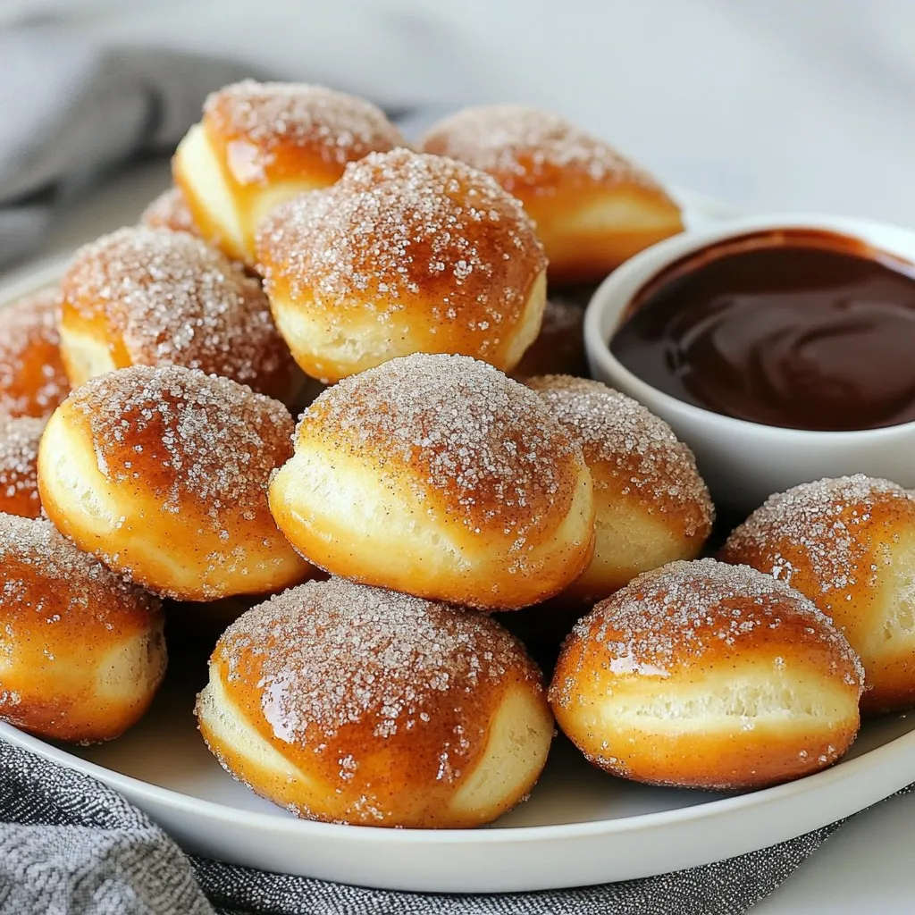 Für die Zimtzucker Brezel Bissen brauchst du: - 1 1/2 Tassen warmes Wasser (45-50°C) - 2 Esslöffel Kristallzucker - 1 Päckchen (2 1/4 Teelöffel) Trockenhefe - 4 Tassen Weizenmehl - 1 Teelöffel Salz - 1/4 Tasse Natron - 1 großes Ei, verquirlt (für die Ei-Waschung) - 1/2 Tasse ungesalzene Butter, geschmolzen - 1 Tasse Kristallzucker (zum Bestreuen) - 2 Esslöffel gemahlener Zimt Das warme Wasser aktiviert die Hefe. Achte darauf, dass das Wasser nicht zu heiß ist. Zu heiß kann die Hefe töten. Trockenhefe ist einfach zu verwenden und gibt eine gute Textur. Das Weizenmehl ist wichtig für die Struktur. Verwende kein anderes Mehl, wenn du die beste Konsistenz willst. Das Natron hilft den Brezel Bissen, die typische Farbe und den Geschmack zu bekommen. Wenn du kein Weizenmehl hast, kannst du glutenfreies Mehl verwenden. Die Brezel Bissen werden ähnlich, aber die Textur kann leicht anders sein. Für vegane Brezel Bissen kannst du das Ei weglassen und die Butter durch pflanzliche Margarine ersetzen. Statt Kristallzucker kannst du auch braunen Zucker verwenden, um einen caramelartigen Geschmack zu erhalten. {{ingredient_image_2}} Um die Hefe zu aktivieren, nimm eine große Rührschüssel. Mische dort 1 1/2 Tassen warmes Wasser mit 2 Esslöffeln Kristallzucker. Achte darauf, dass das Wasser zwischen 45 und 50 Grad Celsius ist. Streue das Päckchen Trockenhefe gleichmäßig darüber. Lass die Mischung für fünf Minuten ruhen. Die Hefe sollte schaumig werden. Dies zeigt, dass sie aktiv ist und bereit, den Teig aufzugehen. Nachdem die Hefe aktiviert ist, füge 4 Tassen Weizenmehl und 1 Teelöffel Salz zur Mischung hinzu. Rühre, bis ein grober Teig entsteht. Dann lege den Teig auf eine bemehlte Fläche. Knete den Teig für etwa fünf Minuten. Er sollte glatt und elastisch sein. Wenn der Teig zu klebrig ist, füge etwas mehr Mehl hinzu. Jetzt ist es Zeit für die erste Gehzeit. Lege den Teig in eine gefettete Schüssel. Decke die Schüssel mit einem Küchentuch ab. Lass den Teig an einem warmen Ort für etwa eine Stunde gehen. Der Teig sollte sich in dieser Zeit verdoppeln. Wenn du ihn berührst, sollte er weich und elastisch sein. So erhältst du die perfekte Basis für deine Brezel Bissen. Beim Brezelbacken gibt es einige häufige Fehler. Ein großer Fehler ist, die Hefe nicht richtig zu aktivieren. Die Hefe braucht warmes Wasser und etwas Zucker. Wenn das Wasser zu heiß ist, stirbt die Hefe. Wenn es zu kalt ist, aktiviert sich die Hefe nicht. Ein weiterer Fehler ist das Kneten des Teigs. Kneten Sie den Teig mindestens fünf Minuten. So wird er glatt und elastisch. Wenn Sie zu wenig kneten, bleibt der Teig rau und bricht leicht. Die richtige Temperatur ist wichtig für perfekte Brezel Bissen. Heizen Sie den Ofen auf 220°C vor. Bei dieser Temperatur werden die Brezel schnell goldbraun. Backen Sie sie 12 bis 15 Minuten. Überprüfen Sie sie nach 12 Minuten. Sie sollten eine schöne goldene Farbe haben. Die Zimt-Zucker-Beschichtung macht diese Brezel Bissen besonders lecker. Mischen Sie 1 Tasse Zucker mit 2 Esslöffeln Zimt. Stellen Sie sicher, dass die Brezel Bissen warm sind, wenn Sie sie in Butter tauchen. Dann wälzen Sie sie in der Zimt-Zucker-Mischung. So bleibt die Beschichtung gut haften. Achten Sie darauf, dass jede Brezel Biss gut bedeckt ist. Pro Tipps Teig richtig kneten: Achten Sie darauf, den Teig mindestens 5 Minuten lang zu kneten, damit er die richtige Konsistenz erreicht und elastisch wird. Gehzeit optimal nutzen: Lassen Sie den Teig an einem warmen Ort gehen, um die beste Struktur und das beste Aroma zu erzielen. Ein leicht vorgeheizter Ofen eignet sich hervorragend dafür. Natronbad vorsichtig zubereiten: Achten Sie darauf, das Natron langsam ins kochende Wasser einzugeben, um ein Überkochen zu vermeiden. Würzen nach dem Backen: Wenden Sie die warmen Brezel Bissen sofort in der geschmolzenen Butter und der Zimt-Zucker-Mischung, damit der Belag gut haftet. {{image_4}} Für glutenfreie Brezel Bissen benutze ich eine Mischung aus glutenfreiem Mehl. Achte darauf, dass du eine Mischung wählst, die Xanthan enthält. Das hilft, die Struktur zu halten. Die Zubereitung bleibt gleich, aber die Textur kann leicht anders sein. Probiere es mit einer glutenfreien Mischung. So kannst du alle mit einem tollen Snack erfreuen. Die Brezel Bissen können auch vegan sein! Ersetze die Butter durch pflanzliche Margarine. Für die Ei-Wäsche verwende pflanzliche Milch und etwas Stärke. Das gibt den Bissen einen schönen Glanz. Der Geschmack bleibt super lecker. Damit können auch Veganer die Brezel genießen. Du kannst die Brezel Bissen auch aromatisieren. Füge zum Teig Vanilleextrakt hinzu. Das gibt eine süße Note. Für Schokoladenvarianten kannst du Schokoladenstückchen verwenden. Mische sie einfach in den Teig. Nach dem Backen kannst du die Brezel in geschmolzene Schokolade tauchen. So wird jeder Biss zu einem besonderen Genuss. Um die Zimtzucker Brezel Bissen frisch zu halten, bewahren Sie sie in einem luftdichten Behälter auf. Lassen Sie die Brezel Bissen nach dem Backen zuerst auf einem Gitter abkühlen. Danach legen Sie sie in den Behälter. So bleibt die Textur weich und die Zimt-Zucker-Beschichtung knusprig. Ich empfehle, sie innerhalb von zwei Tagen zu essen, um den besten Geschmack zu genießen. Wenn Sie die Brezel Bissen wieder aufwärmen möchten, gibt es einfache Wege. Legen Sie sie für einige Minuten in den Ofen bei 180°C. So werden sie wieder warm und knusprig. Eine andere Methode ist die Mikrowelle. Legen Sie die Brezel Bissen auf einen Teller und decken Sie sie mit einem feuchten Küchenpapier ab. Erhitzen Sie sie für 10 bis 15 Sekunden. Achten Sie darauf, sie nicht zu lange zu erwärmen, da sie sonst gummiartig werden können. Die Haltbarkeit dieser Brezel Bissen beträgt etwa zwei bis drei Tage bei Raumtemperatur. Wenn Sie sie länger aufbewahren möchten, frieren Sie die Bissen ein. Legen Sie sie in einen Gefrierbeutel und entfernen Sie die Luft. So halten sie sich bis zu drei Monate. Um sie zu genießen, tauen Sie sie einfach im Kühlschrank auf und wärmen Sie sie dann auf. Um die Brezel Bissen frisch zu halten, lege sie in einen luftdichten Behälter. Du kannst sie auch in Frischhaltefolie wickeln. So bleiben sie weich und lecker. Lagere sie bei Raumtemperatur, aber nicht im Kühlschrank. Die Kälte macht sie hart. Ja, das ist möglich! Du kannst den Teig bis zur ersten Gehzeit machen und dann kühl lagern. Am nächsten Tag nimmst du ihn heraus und lässt ihn aufwärmen. Forme und koche die Brezel Bissen wie gewohnt. So sparst du Zeit. Wenn deine Brezel Bissen nicht aufgehen, könnte das an der Hefe liegen. Stelle sicher, dass das Wasser warm, aber nicht heiß ist. Die Hefe braucht Wärme, um aktiv zu werden. Lass den Teig auch genug Zeit zum Gehen. Eine Stunde sollte genügen. Zusammenfassend haben wir die Schlüsselzutaten für Brezel Bissen besprochen und wie man sie zubereitet. Ich habe eine klare Anleitung gegeben, um perfekte Brezeln zu backen. Zudem haben wir Tipps zur Vermeidung häufiger Fehler geteilt. Variationen und Aufbewahrung sind ebenfalls wichtig. Am Ende bleibt festzuhalten: Mit ein wenig Übung und den richtigen Zutaten kannst du wunderbare Brezel Bissen zaubern. Sie sind vielseitig und lecker, perfekt für jeden Anlass. Viel Spaß beim Ausprobieren!