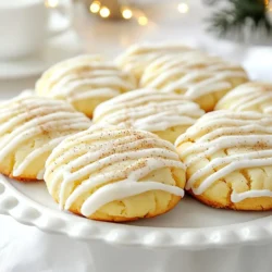 Für diese leckeren Kekse brauchst du folgende Hauptzutaten: - 2 ½ Tassen Weizenmehl - 1 Teelöffel Backpulver - ½ Teelöffel Natron - ¼ Teelöffel Salz - ½ Teelöffel gemahlene Muskatnuss - 1 Teelöffel gemahlener Zimt - 1 Tasse ungesalzene Butter, weich - 1 Tasse Kristallzucker - 1 großes Ei - 1 Teelöffel Vanilleextrakt - 1 Teelöffel Mandelextrakt Diese Zutaten geben den Keksen ihren besonderen Geschmack und die perfekte Textur. Die Kombination aus Butter und Zucker sorgt für eine schöne Süße, während die Gewürze für den weihnachtlichen Flair sorgen. Falls du einige Zutaten nicht hast, gibt es gute Alternativen: - Verwende glutenfreies Mehl statt Weizenmehl. - Ersetze Kristallzucker durch Kokoszucker für einen anderen Geschmack. - Nutze pflanzliche Butter für eine vegane Version. - Für das Ei kannst du ¼ Tasse Apfelmus benutzen. Diese Substitute helfen dir, die Kekse nach deinem Geschmack anzupassen. Achte darauf, frische Gewürze zu nehmen. Sie haben mehr Geschmack. Kaufe qualitativ hochwertige Butter. Sie macht den Teig reichhaltiger und leckerer. Wenn du die Möglichkeit hast, nimm Bio-Zutaten. Sie sind oft gesünder und geschmackvoller. Überprüfe das Haltbarkeitsdatum für alle Zutaten. Frische Zutaten garantieren die besten Ergebnisse. {{ingredient_image_2}} Heize deinen Ofen auf 175 °C vor. Das sorgt für die perfekte Temperatur. Lege zwei Backbleche mit Backpapier aus. So kleben die Kekse nicht fest. In einer mittelgroßen Schüssel vermische die trockenen Zutaten. Das sind Mehl, Backpulver, Natron, Salz, Muskatnuss und Zimt. Mische sie gut, damit sich die Aromen verbinden. Nimm eine große Rührschüssel. Schlage die weiche Butter und den Kristallzucker zusammen. Mache das für etwa 3 bis 4 Minuten. Die Mischung muss fluffig werden. Jetzt kommt das Ei dazu. Füge auch den Vanille- und Mandelextrakt hinzu. Rühre alles gut durch, bis die Masse gleichmäßig ist. Füge die trockenen Zutaten langsam hinzu. Rühre nur so lange, bis alles vermischt ist. Achte darauf, den Teig nicht zu lange zu mixen. Lasse den Teig für mindestens 30 Minuten im Kühlschrank ruhen. Das hilft, die Kekse später besser zu formen. Forme mit einem Esslöffel kleine Kugeln aus dem Teig. Platziere sie auf den Backblechen. Achte darauf, dass genug Platz zwischen den Keksen bleibt. Backe die Plätzchen für 10 bis 12 Minuten. Sie sind fertig, wenn die Ränder leicht goldbraun sind. Die Mitte darf noch weich sein, sie wird beim Abkühlen fester. Lass die Kekse 5 Minuten auf dem Blech abkühlen. Dann benutze einen Spatel, um sie auf ein Kuchengitter zu legen. So können sie vollständig abkühlen. Beim Kneten des Teigs ist Vorsicht geboten. Zu viel Kneten macht die Kekse hart. Mische die Zutaten nur so lange, bis sie zusammenkommen. Nutze eine große Schüssel, um Platz zu haben. Du kannst den Teig auch mit den Händen formen. Das gibt dir ein besseres Gefühl für die Konsistenz. Achte darauf, dass die Butter weich ist. So kannst du sie gut unterrühren. Die Glasur braucht die richtige Mischung. Verwende Puderzucker und Milch. Beginne mit einem Esslöffel Milch. Rühre langsam, bis die Mischung glatt ist. Wenn die Glasur zu dick ist, füge mehr Milch hinzu. Ist sie zu dünn, gib mehr Puderzucker dazu. Die Glasur sollte von einem Löffel laufen, aber nicht zu flüssig sein. Das macht das Dekorieren einfacher und schöner. Flache Kekse sind oft ein Problem. Kühle den Teig vor dem Backen. Das hilft, die Kekse in Form zu halten. Achte darauf, dass der Ofen auf die richtige Temperatur eingestellt ist. Überprüfe mit einem Ofenthermometer, ob die Hitze stimmt. Lasse genug Platz zwischen den Keksen auf dem Blech. So können sie gleichmäßig backen und nehmen nicht zu viel Platz ein. Pro Tipps Teig kühlen: Lasse den Teig mindestens 30 Minuten im Kühlschrank ruhen, um ein einfacheres Formen der Kekse zu gewährleisten. Backzeit im Auge behalten: Die Kekse sollten am Rand leicht goldbraun sein, während die Mitte noch weich aussieht. So bleibt die perfekte Textur erhalten. Glasur individuell anpassen: Füge für einen besonderen Geschmack Aromen wie Zitrone oder Mandarinen zur Glasur hinzu. Das verleiht den Keksen eine fruchtige Note. Präsentationstipps: Arrangiere die Kekse auf einem festlichen Platter und streue etwas zusätzliche Muskatnuss über die Glasur für eine weihnachtliche Note. {{image_4}} Wenn du glutenfreie Kekse machen möchtest, kannst du einfach glutenfreies Mehl verwenden. Es gibt viele gute Mischungen, die sich gut eignen. Achte darauf, dass du das Mehl in der gleichen Menge wie Weizenmehl verwendest. So bleibt der Teig gut und lecker. Eine andere Möglichkeit ist Mandelmehl. Es gibt den Keksen einen tollen Geschmack, aber verwende weniger, etwa 2 Tassen, da es dichter ist. Um den Geschmack deiner Eierlikör-Zuckerplätzchen zu verändern, kannst du verschiedene Aromen hinzufügen. Probiere zum Beispiel eine Prise Ingwer oder Nelken. Diese Gewürze bringen den winterlichen Geschmack hervor. Du kannst auch mehr Vanille oder Mandelextrakt nehmen, um die Süße zu verstärken. Ein Spritzer Rum kann den Keksen einen besonderen Kick geben, wenn du das magst. Experimentiere mit den Aromen, um deine perfekte Mischung zu finden. Die Glasur ist eine tolle Möglichkeit, deinen Plätzchen das gewisse Etwas zu geben. Du kannst die Glasur mit Lebensmittelfarbe anpassen. Damit kannst du die Plätzchen farbenfroh gestalten. Streue bunte Streusel oder Kokosraspel darüber. Für eine schokoladige Note, verwende Schokoladenglasur. Zartbitter oder weiße Schokolade passen bestens. Wenn du es rustikal magst, bestreue die Kekse mit Puderzucker oder gemahlenen Nüssen, um sie schön zu dekorieren. Um die Eierlikör-Zuckerplätzchen frisch zu halten, lege sie in einen luftdichten Behälter. Achte darauf, dass die Kekse vollständig abgekühlt sind, bevor du sie lagerst. So verhinderst du, dass sie weich oder matschig werden. Trenne die Schichten mit Backpapier, um ein Ankleben zu vermeiden. So bleiben die Kekse schön knusprig. Wenn du die Kekse für längere Zeit aufbewahren möchtest, friere sie ein. Lege sie in einen gefrierfesten Beutel oder Behälter. Entferne so viel Luft wie möglich, um Gefrierbrand zu vermeiden. Du kannst die Kekse bis zu drei Monate einfrieren. Um sie zu genießen, lasse sie einfach bei Raumtemperatur auftauen. Das gibt dir immer frische Kekse, wann du willst. Die Präsentation macht alles aus. Arrangiere die Kekse auf einem festlichen Teller. Streue etwas Muskatnuss über die Glasur für einen schönen Effekt. Du kannst auch kleine Kekstüten für Geschenke machen. Das bringt Freude zu jedem Anlass. Nutze bunte Schleifen oder Aufkleber, um sie zu dekorieren. So machst du jeden Moment besonders. Eierlikör-Zuckerplätzchen bleiben frisch für etwa eine Woche. Lagere sie in einem luftdichten Behälter. So bleiben sie weich und lecker. Wenn du sie länger aufbewahren möchtest, kannst du sie einfrieren. Eingefroren halten sie bis zu drei Monate. Achte darauf, sie gut einzupacken, um Gefrierbrand zu vermeiden. Ja, du kannst den Teig im Voraus zubereiten. Mache den Teig und lass ihn im Kühlschrank ruhen. Du kannst ihn bis zu zwei Tage im Kühlschrank aufbewahren. Wenn du bereit bist zu backen, forme die Kekse und backe sie. Der Teig kann auch eingefroren werden. Friere ihn in Portionen ein und tau ihn über Nacht im Kühlschrank auf, bevor du backst. Wenn die Kekse zu fest werden, gibt es einige Lösungen. Du könntest den Teig etwas weicher machen. Füge einen Esslöffel Milch hinzu und rühre gut um. Du kannst auch die Backzeit verkürzen. Überbacke die Kekse nicht zu lange. Wenn sie etwas weich herauskommen, härten sie beim Abkühlen nach. Eierlikör-Zuckerplätzchen sind einfach und lecker. Du hast die besten Zutaten ausgewählt und den Teig optimal zubereitet. Achte beim Backen auf die richtige Temperatur und Zeit. Mit unseren Tipps wird die Konsistenz perfekt. Vergiss nicht kreative Variationen und Lagerung, damit die Kekse frisch bleiben. Diese Plätzchen sind ideal für besondere Anlässe und werden sicher beeindrucken. Probiere es aus, und genieße jeden Bissen!