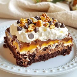 Für diesen leckeren Kuchen brauchen Sie einige tolle Zutaten. Hier sind sie: - 1 Packung Schokoladenkuchenmischung - 3 große Eier - 1 Tasse Wasser - 1/2 Tasse Pflanzenöl - 1 Dose (14 oz) gesüßte Kondensmilch - 1 Tasse Karamellsauce (gekauft oder selbstgemacht) - 1 Tasse Schlagsahne (wie Cool Whip) - 1/2 Tasse Schokoladenstückchen - 1/4 Tasse geröstete Pekannüsse oder Walnüsse (optional) - Meersalz zum Bestreuen Diese Zutaten machen den Kuchen saftig und süß. Die Kombination von Schokolade und Karamell ist einfach unwiderstehlich. Wenn Sie etwas mehr Biss möchten, können Sie einige Nüsse hinzufügen. Diese Optionen passen perfekt: - 1/4 Tasse geröstete Pekannüsse - 1/4 Tasse Walnüsse Die Nüsse sorgen für einen tollen Crunch und erhöhen die Textur des Kuchens. Wenn Sie Nüsse nicht mögen, können Sie sie auch weglassen. Die Karamellsauce ist ein wichtiger Teil des Kuchens. Hier sind einige Tipps zur Auswahl: - Wählen Sie eine hochwertige Karamellsauce. Diese sollte cremig und reichhaltig sein. - Achten Sie auf die Zutatenliste. Vermeiden Sie künstliche Aromen und Zusatzstoffe. - Selbstgemachte Karamellsauce gibt dem Kuchen einen besonderen Geschmack. Sie ist einfach zu machen und schmeckt frisch. Die richtige Karamellsauce macht den Unterschied. Sie bringt den ganzen Kuchen zum Strahlen! {{ingredient_image_2}} Heize deinen Ofen auf 175°C vor. Fette eine 9x13 Zoll große Backform gut ein. Bestäube die Form leicht mit Mehl. Das hilft, den Kuchen später leicht herauszunehmen. Nimm eine große Rührschüssel. Gib die Schokoladenkuchenmischung, die Eier, das Wasser und das Pflanzenöl hinein. Rühre kräftig mit einem Schneebesen, bis die Mischung glatt ist. Gieße den Kuchenteig in die vorbereitete Form. Backe ihn etwa 30-35 Minuten. Überprüfe mit einem Zahnstocher, ob der Kuchen durchgebacken ist. Lass den Kuchen nach dem Backen etwa 10 Minuten in der Form abkühlen. Nimm das Ende eines Holzlöffels oder einen Strohhalm. Steche gleichmäßige Löcher in den Kuchen, etwa 2,5 cm auseinander. In einer separaten Schüssel vermische die gesüßte Kondensmilch und die Karamellsauce. Gieße diese Mischung gleichmäßig über die Oberfläche des Kuchens. Achte darauf, dass die Löcher gut gefüllt sind. Lass den Kuchen vollständig abkühlen. Stelle ihn dann für mindestens 2 Stunden in den Kühlschrank. Kurz bevor du den Kuchen servierst, verteile die Schlagsahne gleichmäßig darüber. Bestreue den Kuchen mit Schokoladenstückchen und optional gerösteten Nüssen. Ein Hauch von Meersalz verstärkt den Geschmack. Ein häufiger Fehler ist, den Kuchen zu lange zu backen. Überprüfen Sie den Kuchen nach 30 Minuten. Stecken Sie einen Zahnstocher in die Mitte. Wenn er sauber herauskommt, ist der Kuchen fertig. Wenn Sie zu lange backen, wird der Kuchen trocken. Achten Sie auch darauf, die Löcher gleichmäßig zu stechen. Wenn die Löcher zu nah beieinander sind, kann die Füllung nicht gut eindringen. Für eine perfekte Karamellfüllung mischen Sie die gesüßte Kondensmilch mit der Karamellsauce gut. Achten Sie darauf, dass keine Klumpen bleiben. Gießen Sie die Mischung langsam über den Kuchen. Lassen Sie die Karamellfüllung Zeit, um in die Löcher zu fließen. Dies gibt Ihnen die beste Konsistenz. Wenn die Füllung zu dick ist, kann sie nicht gut einziehen. Die Backzeit kann je nach Ofen variieren. Jeder Ofen ist anders. Wenn Ihr Ofen heißer ist, überprüfen Sie den Kuchen früher. Wenn er kühler ist, kann er länger dauern. Nutzen Sie den Zahnstocher-Test. Wenn der Kuchen nicht ganz durch ist, lassen Sie ihn 5 Minuten länger. Achten Sie darauf, ihn nicht zu überbacken, um die beste Textur zu erhalten. Pro Tipps Kuchen richtig abkühlen lassen: Lassen Sie den Kuchen nach dem Backen immer einige Minuten in der Form abkühlen, bevor Sie ihn herausnehmen. Dadurch bleibt er saftiger und bricht nicht auseinander. Lochgröße anpassen: Die Größe der Löcher, die Sie in den Kuchen stechen, beeinflusst, wie viel Karamell- und Kondensmilch-Mischung aufgenommen wird. Größere Löcher sorgen für mehr Geschmack, können aber auch den Kuchen belasten. Variationen ausprobieren: Experimentieren Sie mit verschiedenen Nüssen oder sogar anderen Süßigkeiten, um neue Geschmacksrichtungen zu entdecken. Mandeln oder Haselnüsse können eine großartige Ergänzung sein! Meersalz richtig dosieren: Ein kleiner Hauch von Meersalz hebt den Geschmack der Schokolade und des Karamells hervor. Seien Sie vorsichtig, nicht zu viel zu verwenden – weniger ist oft mehr! {{image_4}} Wenn Sie etwas Abwechslung wünschen, probieren Sie andere Kuchensorten. Vanillekuchen bringt eine helle Note. Rotwein-Schokoladenkuchen gibt dem Dessert Tiefe und Komplexität. Ein Mocha-Kuchen kombiniert Kaffee und Schokolade für einen starken Geschmack. Diese Alternativen bieten Ihnen neue Geschmackserlebnisse. Für eine vegane Version verwenden Sie eine pflanzliche Kuchenmischung. Ersetzen Sie die Eier durch Apfelmus oder Leinsamen. Zum glutenfreien Kuchen nutzen Sie eine glutenfreie Mischung. Achten Sie darauf, dass die Karamellsauce vegan und glutenfrei ist. Diese Optionen machen den Kuchen für viele zugänglich. Fügen Sie Aromen hinzu, um Ihren Kuchen zu personalisieren. Ein Schuss Espresso verstärkt den Schokoladengeschmack. Zimt oder Muskatnuss geben eine warme Note. Für mehr Textur mischen Sie Kokosraspeln oder Mandeln in den Teig. Diese kleinen Anpassungen machen Ihren Kuchen einzigartig und spannend. Um deinen Schokoladen-Karamell-Poke-Kuchen frisch zu halten, lege ihn in einen luftdichten Behälter. Wenn du keinen Behälter hast, kannst du ihn auch mit Folie abdecken. So bleibt die Feuchtigkeit im Kuchen und er trocknet nicht aus. Im Kühlschrank bleibt der Kuchen für etwa 3 bis 5 Tage frisch. Achte darauf, ihn gut abzudecken, um Gerüche zu vermeiden. Wenn du den Kuchen länger aufbewahren möchtest, friere ihn ein. Der Kuchen hält sich im Gefrierschrank bis zu 3 Monate. Schneide ihn in Stücke, bevor du ihn einfrierst. So kannst du leicht Portionen entnehmen. Nach dem Kühlen kann der Kuchen etwas fest werden. Um ihn wieder saftig zu machen, lege ihn für einige Sekunden in die Mikrowelle. Erwärme ihn sanft, damit die Karamellfüllung wieder geschmeidig wird. Du kannst auch etwas frische Karamellsauce darüber geben, um den Geschmack aufzufrischen. Ja, du kannst selbstgemachte Karamellsauce verwenden. Es gibt nichts Besseres als frische Karamellsauce. Stelle sicher, dass sie gut abgekühlt ist, bevor du sie auf den Kuchen gibst. Selbstgemachtes Karamell hat oft einen reicheren Geschmack. Du kannst die Karamellsauce leicht anpassen, indem du mehr Salz oder Vanille hinzufügst. Serviere den Kuchen, indem du ihn in Quadrate schneidest. Lege jedes Stück auf einen Teller. Träufle etwas extra Karamellsauce über jedes Stück. Du kannst auch Schlagsahne und Schokoladenstückchen hinzufügen. Ein paar geröstete Nüsse oben drauf geben dem Kuchen einen tollen Crunch. Stelle sicher, dass der Kuchen gut gekühlt ist, wenn du ihn servierst. So bleibt er frisch und lecker. Wenn der Kuchen zu trocken geworden ist, gibt es ein paar Tricks. Du kannst etwas Milch oder Sahne über den Kuchen träufeln. So wird er wieder feuchter. Eine weitere Möglichkeit ist, mehr Karamellsauce hinzuzufügen. Das macht den Kuchen saftiger und süßer. Wenn möglich, lass den Kuchen auch einige Stunden im Kühlschrank ruhen. So kann die Füllung besser einziehen und der Kuchen wird weicher. Um den Schokoladen-Karamell-Poke-Kuchen perfekt zu machen, haben wir die Hauptzutaten erklärt und Tipps gegeben. Die Schritt-für-Schritt-Anleitung hilft dir, den Kuchen richtig zu backen. Wir haben häufige Fehler und Best Practices aufgezeigt, damit dein Kuchen gelingt. Variationen erlauben dir, kreativ zu sein. Schließlich haben wir die richtigen Lagerungshinweise besprochen, damit dein Kuchen frisch bleibt. Denk daran, Spaß beim Backen zu haben und zu experimentieren! Ein gutes Rezept bleibt im Herzen und im Magen.