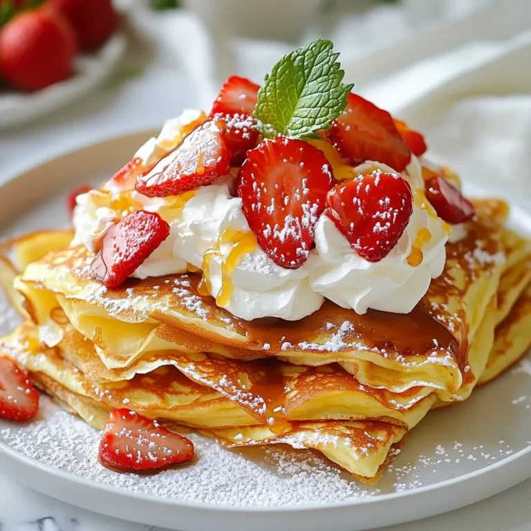 Für diese köstlichen Erdbeer-Nutella-Crepes brauchst du einige einfache Zutaten. Hier ist die Liste: - 125 g Weizenmehl - 2 große Eier - 300 ml Milch - 30 g Zucker - 1/4 Teelöffel Salz - 30 g geschmolzene Butter (plus extra zum Braten) - 250 g Nutella - 250 g frische Erdbeeren, in Scheiben geschnitten - Schlagsahne zum Servieren (optional) - Frische Minzblätter zur Garnitur (optional) Diese Zutaten ergeben einen feinen Teig und leckere Füllung. Wenn du keine bestimmten Zutaten hast, kannst du sie leicht ersetzen. Hier sind einige Ideen: - Statt Weizenmehl kannst du Buchweizenmehl verwenden, um eine glutenfreie Version zu machen. - Anstelle von Nutella probiere Mandel- oder Erdnussbutter für einen anderen Geschmack. - Verwende pflanzliche Milch, wie Mandel- oder Hafermilch, für eine vegane Variante. - Für mehr Süße kannst du Honig oder Agavensirup verwenden. Diese Alternativen machen das Rezept anpassbar für viele Diäten. Frische Erdbeeren sind der Schlüssel zu diesem Rezept. Hier sind einige Tipps, um die besten auszuwählen: - Achte auf eine leuchtend rote Farbe. Reife Erdbeeren sind süßer. - Überprüfe die Beeren auf Druckstellen oder Schimmel. Sie sollten fest und unbeschädigt sein. - Schnupper an den Erdbeeren. Sie sollten süß und frisch riechen. - Kaufe sie in der Saison, wenn sie am besten schmecken. Mit diesen Tipps hast du die besten Erdbeeren für deine Crepes! {{ingredient_image_2}} Zuerst mische ich das Weizenmehl, den Zucker und das Salz in einer Schüssel. Das gibt dem Teig einen guten Grundgeschmack. In einer anderen Schüssel schlage ich die Eier. Dann füge ich die Milch und die geschmolzene Butter hinzu. Ich rühre alles gut, bis die Mischung glatt ist. Jetzt gieße ich die flüssigen Zutaten langsam in die trockenen. Dabei rühre ich sanft, um Klumpen zu vermeiden. Der Teig sollte dünnflüssig sein. Ich lasse ihn dann etwa 30 Minuten ruhen. Das hilft, den Teig lockerer zu machen. Ich erhitze eine antihaftbeschichtete Pfanne bei mittlerer Hitze. Dann pinsle ich die Pfanne leicht mit geschmolzener Butter ein. Ich gieße etwa 60 ml Teig in die Pfanne. Sofort neige ich die Pfanne, damit der Teig gleichmäßig verteilt wird. Jetzt backe ich den Crepe etwa 1-2 Minuten. Die Ränder sollten sich lösen und die Unterseite leicht goldbraun sein. Dann drehe ich den Crepe vorsichtig um und backe die andere Seite für 1 Minute. Ich lege den Crepe auf einen Teller und decke ihn ab, um ihn warm zu halten. Das wiederhole ich, bis ich den ganzen Teig aufgebraucht habe. Jetzt kommt der beste Teil! Ich nehme einen Crepe und streiche einen großzügigen Esslöffel Nutella auf eine Hälfte. Dann belege ich ihn mit frischen, geschnittenen Erdbeeren. Um den Crepe zu falten, klappe ich ihn zuerst in der Hälfte und dann nochmals in der Hälfte, um ein Dreieck zu formen. Wenn ich mag, kann ich optional Schlagsahne darüber geben und mit frischen Minzblättern garnieren. Das sieht nicht nur toll aus, sondern schmeckt auch super! Um perfekte dünne Crepes zu machen, gibt es einige einfache Tipps. - Teig ruhen lassen: Lass den Teig 30 Minuten ruhen. Dies hilft, die Glutenstruktur zu entspannen. - Die richtige Menge: Gieße nicht zu viel Teig in die Pfanne. Etwa 60 ml sind ideal. - Pfanne schwenken: Neige die Pfanne sofort, um den Teig gleichmäßig zu verteilen. Diese Schritte helfen, dünne und zarte Crepes zu erhalten. Es gibt häufige Fehler, die man vermeiden sollte. - Teigklumpen: Rühre den Teig gut, um Klumpen zu vermeiden. - Zu hohe Hitze: Backe die Crepes bei mittlerer Hitze. Zu hohe Hitze verbrennt sie schnell. - Zu lange backen: Backe die Crepes nur 1-2 Minuten pro Seite. Zu lang macht sie hart. Diese Tipps sparen Zeit und Frustration. Die Wahl der Pfanne ist wichtig für das Crepe-Erlebnis. - Antihaftbeschichtung: Eine antihaftbeschichtete Pfanne verhindert das Ankleben. - Größe: Eine Pfanne mit 24-26 cm Durchmesser ist ideal. - Material: Eine schwere Pfanne sorgt für gleichmäßige Wärmeverteilung. Mit der richtigen Pfanne wird das Crepes machen leicht und Spaß! Pro Tipps Teig ruhen lassen: Lassen Sie den Crepeteig mindestens 30 Minuten ruhen, damit sich die Aromen entfalten und die Textur verbessert wird. Die richtige Temperatur: Achten Sie darauf, dass die Pfanne die richtige Temperatur hat; sie sollte heiß genug sein, damit die Crepes schnell garen, aber nicht so heiß, dass sie anbrennen. Nutella warm machen: Erwärmen Sie das Nutella leicht in der Mikrowelle, um es leichter auf den Crepes verstreichen zu können. Frische Erdbeeren: Verwenden Sie frische und reife Erdbeeren für den besten Geschmack und die beste Textur; sie sollten süß und saftig sein. {{image_4}} Wenn du Nutella nicht magst, gibt es viele Alternativen. Du kannst Erdnussbutter oder Mandelbutter verwenden. Beide sind lecker und cremig. Auch Karamellsoße kann eine süße Option sein. Diese Füllungen passen gut zu Erdbeeren. Wähle, was dir am besten schmeckt! Erdbeeren sind toll, aber du kannst auch andere Beeren verwenden. Himbeeren sind süß und leicht sauer. Blaubeeren sind süß und saftig. Du kannst eine Mischung aus Beeren machen. Das gibt deinen Crepes mehr Farbe und Geschmack. Probiere es aus! Crepes müssen nicht süß sein. Du kannst sie auch herzhaft füllen. Fülle sie mit Spinat und Feta. Schinken und Käse sind auch eine gute Wahl. Du kannst sogar Gemüse wie Paprika oder Zucchini hinzufügen. Diese herzhaften Varianten sind perfekt für ein schnelles Mittagessen oder Abendessen. Sei kreativ und experimentiere! Um die Crepes frisch zu halten, lege sie in einen luftdichten Behälter. Trenne jede Schicht mit Backpapier, damit sie nicht aneinanderkleben. Lagere die Crepes im Kühlschrank. So bleiben sie bis zu drei Tage frisch. Um übrig gebliebene Crepes aufzuwärmen, lege sie in eine Pfanne auf mittlerer Hitze. Erhitze sie etwa 30 Sekunden pro Seite. Du kannst auch die Mikrowelle nutzen. Stelle sie für 10-15 Sekunden auf hohe Stufe. Achte darauf, sie nicht zu lange zu erhitzen, damit sie nicht trocken werden. Du kannst die Crepes im Voraus zubereiten. Bereite den Teig einen Tag vorher vor und lagere ihn im Kühlschrank. Du kannst die Crepes auch ganz fertig machen und im Kühlschrank lagern. Bedecke sie gut, damit sie frisch bleiben. So hast du immer einen leckeren Snack bereit. Um Crepes ohne Eier zu machen, kannst du eine Mischung aus Mehl, Milch und Wasser verwenden. Nutze für die Bindung 1 Esslöffel Leinsamenmehl mit 3 Esslöffeln Wasser, das lässt du kurz quellen. Diese Mischung ersetzt die Eier gut. Der Teig wird dann genauso zubereitet. Rühre alles gut zusammen und lasse ihn ruhen. Diese Variante schmeckt ebenfalls lecker. Ja, du kannst den Crepeteig im Voraus zubereiten. Bereite den Teig einfach bis zu 24 Stunden vorher zu. Stelle ihn in den Kühlschrank, dann bleibt er frisch. Vergiss nicht, den Teig vor dem Backen gut umzurühren. Manchmal setzen sich die Zutaten ab. So sparst du Zeit und kannst schnell leckere Crepes machen. Erdbeer-Nutella-Crepes haben etwa 250 bis 300 Kalorien pro Crepe. Die genaue Zahl hängt von der Füllmenge und den verwendeten Zutaten ab. Nutella und Erdbeeren bringen zusätzlichen Geschmack, aber auch Kalorien. Wenn du die Sahne weglässt, reduzierst du die Kalorienzahl. Das ist eine gute Option, wenn du auf deine Ernährung achtest. Erdbeer-Nutella-Crepes sind einfach zu machen und lecker. Wir haben Zutaten, Schritte und Tipps besprochen. Ich habe dir auch gezeigt, wie du die perfekten Crepes machst. Variationen mit anderen Füllungen bringen neuen Geschmack. Die richtigen Lagerhinweise sorgen dafür, dass du auch später noch Genuss hast. Probiere die Rezepte und lass dich inspirieren. Du wirst schnell zum Crepes-Profi! Lerne aus den Tipps und stelle deine eigenen Kreationen her. Viel Spaß beim Kochen!