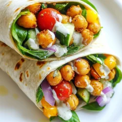 - 1 Dose Kichererbsen - Olivenöl und Gewürze - Frische Zutaten für den Wrap Die Kichererbsen sind die Hauptzutat. Sie geben den Wraps einen tollen Geschmack. Nimm eine Dose Kichererbsen, die du abtropfst und spülst. Das hilft, den Geschmack zu verbessern und den Salzgehalt zu senken. Für das Aroma brauchst du Olivenöl und Gewürze. Diese Gewürze sind wichtig: Kreuzkümmel, Koriander, geräuchertes Paprikapulver, Kurkuma und Cayennepfeffer. Diese bringen die Kichererbsen zum Leben. Salz und Pfeffer runden das Ganze ab. Mische alles gut in einer Schüssel. Die frischen Zutaten machen den Wrap bunt und knackig. Verwende Babyspinat oder einen gemischten Salat. Füge Cherrytomaten, rote Zwiebel und Gurke hinzu. Diese Zutaten sorgen für frische und Textur in jedem Bissen. So bereitest du einen leckeren Kichererbsen Shawarma Wrap zu. Die Kombination aus knusprigen Kichererbsen und frischen Zutaten ist einfach unwiderstehlich. {{ingredient_image_2}} 1. Heize deinen Ofen auf 200°C vor. 2. Nimm eine Schüssel und gib die abgetropften Kichererbsen hinein. 3. Füge 2 Esslöffel Olivenöl hinzu. 4. Streue die Gewürze über die Kichererbsen: - 2 Teelöffel Kreuzkümmel - 2 Teelöffel Koriander - 1 Teelöffel geräuchertes Paprikapulver - 1 Teelöffel Kurkuma - ½ Teelöffel Cayennepfeffer - Salz und Pfeffer nach Geschmack. 5. Vermische alles gut, bis die Kichererbsen gleichmäßig beschichtet sind. 6. Verteile die Kichererbsen auf einem Backblech. 7. Röste sie 25-30 Minuten, bis sie goldbraun sind. 8. Schüttle das Blech zur Hälfte der Garzeit, damit sie gleichmäßig rösten. 1. Nimm eine kleine Schüssel für die Soße. 2. Kombiniere ¼ Tasse Tahini, den Saft von 1 Zitrone und 1-2 gehackte Knoblauchzehen. 3. Füge etwas Salz hinzu. 4. Gib nach und nach Wasser dazu. 5. Rühre die Mischung, bis die Soße die gewünschte Konsistenz hat. 1. Wenn die Kichererbsen fertig sind, nimm 2 große Vollkorn-Wraps oder Pita-Brot. 2. Lege eine Handvoll Babyspinat oder gemischte Blattsalate in die Mitte. 3. Füge die gerösteten Kichererbsen hinzu. 4. Ergänze mit halben Cherrytomaten, dünn geschnittener roter Zwiebel und gewürfelter Gurke. 5. Beträufele die Füllung großzügig mit der Tahini-Soße. 6. Falte die Seiten des Wraps über die Füllung. 7. Rolle den Wrap straff von unten auf. 8. Schneide die Wraps in der Mitte durch und serviere sie mit extra Soße. Um Kichererbsen perfekt zu rösten, achte auf die Temperatur und die Zeit. Heize deinen Ofen auf 200°C vor. Röste die Kichererbsen für 25 bis 30 Minuten. Schüttle das Blech in der Mitte der Garzeit. So werden sie gleichmäßig knusprig. Wenn du eine besonders knusprige Textur willst, lasse die Kichererbsen nach dem Rösten einige Minuten im Ofen. Die Resthitze macht sie noch knackiger. Du kannst die Wraps leicht anpassen. Wenn du Vollkorn-Wraps nicht magst, probiere Tortillas oder Salatblätter. Diese Optionen sind leicht und haben ihren eigenen Geschmack. Um die Füllung zu variieren, füge Avocado, Paprika oder Feta hinzu. Diese Zutaten bringen neue Aromen und Texturen. Experimentiere mit verschiedenen Soßen wie Joghurt oder Hummus für mehr Vielfalt. So bleibt jedes Wrap ein Genuss. Pro Tipps Kichererbsen perfekt rösten: Achte darauf, die Kichererbsen gut abzutrocknen, bevor du sie würzt und röstest. Dies sorgt für eine schönere Knusprigkeit. Variiere die Gewürze: Du kannst die Gewürze anpassen, um verschiedene Geschmacksprofile zu kreieren. Experimentiere mit Zimt oder gar Currypulver für eine exotische Note. Wraps warm servieren: Erwärme die Wraps kurz im Ofen oder in einer Pfanne, bevor du sie füllst. So bleiben sie geschmeidig und das Aroma der Füllung wird verstärkt. Zusätzliche Crunch-Faktoren: Füge geröstete Nüsse oder Samen hinzu, um deiner Füllung mehr Textur und Geschmack zu verleihen. {{image_4}} Um eine glutenfreie Version der Kichererbsen Shawarma Wraps zu machen, wähle glutenfreie Wraps oder Pita-Brot. Du kannst auch Salatblätter nutzen, um die Füllung zu umhüllen. Diese Variante ist leicht und frisch. Für weitere pflanzliche Alternativen kannst du gebratene Auberginen oder Zucchini hinzufügen. Diese Gemüsesorten verleihen den Wraps mehr Geschmack und Textur. Außerdem sind sie gesund und machen satt. Du kannst die Kichererbsen Shawarma Wraps nach Belieben anpassen. Probiere zusätzliche Gemüse wie Paprika, Karotten oder Avocado. Diese bringen mehr Farbe und Nährstoffe in dein Gericht. Für eine proteinreiche Option füge Tofu oder Tempeh hinzu. Diese Zutaten ergänzen die Kichererbsen und geben dir mehr Energie. Experimentiere auch mit verschiedenen Dips. Eine Joghurt- oder Hummussoße passt gut zu diesen Wraps. So kannst du die Aromen variieren und neue Geschmackserlebnisse schaffen. Um die Kichererbsen richtig zu lagern, lasse sie zuerst abkühlen. Lege sie dann in einen luftdichten Behälter. So bleiben sie frisch und lecker. Du kannst die Reste bis zu drei Tage im Kühlschrank aufbewahren. Wickele die Wraps in Frischhaltefolie. Das hilft, sie frisch zu halten. Am besten isst du sie jedoch am Tag der Zubereitung. Verwende übrig gebliebene Soßen für andere Gerichte. Du kannst die Tahini-Soße auch für Salate oder Gemüse nutzen. Kichererbsen sind vielseitig. Du kannst sie in Suppen, Eintöpfen oder als Beilage verwenden. So minimierst du Abfall und schaffst neue, schmackhafte Gerichte. Kichererbsen sind sehr nahrhaft. Sie sind reich an Protein und Ballaststoffen. Das hilft, den Hunger zu stillen und die Verdauung zu fördern. Zudem enthalten sie viele Vitamine. Dazu gehören Vitamin B6 und Folsäure. Diese Vitamine unterstützen das Immunsystem. Kichererbsen können auch den Cholesterinspiegel senken. Sie sind also gut für dein Herz. Du kannst die Wraps bis zu zwei Tage im Voraus machen. Bewahre die Wraps im Kühlschrank auf. Das hält sie frisch. Wenn du die Füllung getrennt lagerst, bleibt alles knusprig. Wickel die Wraps gut in Folie ein. So schütze sie vor dem Austrocknen. Vor dem Servieren einfach aufwärmen. Ja, selbstgemachte Tahini-Soße kann bis zu einer Woche halten. Bewahre sie in einem luftdichten Behälter im Kühlschrank auf. Wenn die Soße dick wird, füge einfach etwas Wasser hinzu. Rühre gut um, bevor du sie verwendest. So bleibt sie frisch und lecker! In diesem Artikel haben wir die besten Zutaten für köstliche Kichererbsen-Wraps erörtert. Wir haben erklärt, wie du die Kichererbsen vorbereitest, die Tahini-Soße zubereitest und die Wraps zusammenstellst. Es gibt Tipps für knusprige Kichererbsen und Anpassungen der Wraps. Auch vegane und glutenfreie Optionen wurden erwähnt. Denke daran, Reste richtig zu lagern und kreativ mit den Zutaten zu sein. Diese Wraps sind einfach, lecker und gesund. Es lohnt sich, verschiedene Füllungen und Soßen auszuprobieren. Schmeckt frisch und macht Spaß!