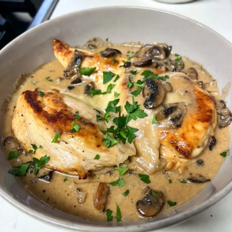 - 4 Hähnchenbrustfilets, ohne Haut und Knochen - 225 g Champignons, in Scheiben geschnitten - 240 ml Sahne - 3 Knoblauchzehen, fein gehackt - 1 Esslöffel Olivenöl - 1 Teelöffel getrockneter Thymian - 100 g geriebener Parmesan - Frische Petersilie, gehackt - Salz und Pfeffer nach Geschmack Die Zutaten sind einfach, aber voller Geschmack. Hähnchenbrustfilets sind saftig und leicht zu kochen. Champignons bringen ein umami Aroma in das Gericht. Die Sahne sorgt für eine cremige Textur. Für die Gewürze brauchen Sie frischen Knoblauch, der den Geschmack verstärkt. Olivenöl bietet ein gesundes Fett und Thymian bringt ein gutes Aroma. Der Parmesan ist der Star der Sauce. Er macht sie reichhaltig und würzig. Frische Petersilie verleiht Farbe und Frische. Salz und Pfeffer sind wichtig, um den Geschmack abzurunden. Achten Sie darauf, alles gut zu würzen. So wird Ihr Gericht perfekt. {{ingredient_image_2}} Zuerst würzen Sie die Hähnchenbrüste. Geben Sie Salz, Pfeffer und Thymian auf beide Seiten. Dies bringt Geschmack. Dann erhitzen Sie Olivenöl in einer großen Pfanne bei mittlerer Hitze. Fügen Sie die Hähnchenbrüste hinzu, wenn das Öl heiß ist. Braten Sie sie 5-7 Minuten pro Seite. Achten Sie darauf, dass sie goldbraun und durchgegart sind. Nehmen Sie die Hähnchenbrüste aus der Pfanne und legen Sie sie beiseite. In derselben Pfanne fügen Sie die geschnittenen Champignons und den gehackten Knoblauch hinzu. Braten Sie beides für etwa 5 Minuten, bis die Pilze zart sind. Dies bringt ein tolles Aroma. Reduzieren Sie die Hitze auf niedrig und gießen Sie die Sahne dazu. Rühren Sie gut um, damit die Sahne sich mit den Pilzen verbindet. Fügen Sie nach und nach den geriebenen Parmesan-Käse hinzu. Rühren Sie weiter, bis die Sauce cremig und glatt ist. Wenn die Sauce zu dick ist, können Sie etwas Hühnerbrühe oder Wasser hinzufügen. Legen Sie die gebratenen Hähnchenbrüste zurück in die Pfanne. Stellen Sie sicher, dass sie gut mit der Sauce überzogen sind. Lassen Sie alles sanft köcheln für 2-3 Minuten. Schmecken Sie die Sauce ab. Fügen Sie mehr Salz und Pfeffer hinzu, wenn nötig. Servieren Sie das Gericht heiß, garniert mit frisch gehackter Petersilie. - Garzeit beachten: Braten Sie das Hähnchen etwa 5-7 Minuten pro Seite. Es sollte goldbraun und durchgegart sein. - Temperaturkontrolle: Verwenden Sie ein Fleischthermometer. Die Innentemperatur sollte 75 °C erreichen. - Konsistenz anpassen: Wenn die Sauce zu dick ist, fügen Sie etwas Hühnerbrühe oder Wasser hinzu. So erreichen Sie die perfekte Cremigkeit. - Käsevariationen verwenden: Experimentieren Sie mit anderen Käsesorten wie Gouda oder Mozzarella für neue Geschmäcker. - Anrichten des Gerichts: Servieren Sie das Hähnchen auf einem Teller. Bedecken Sie es mit der cremigen Sauce und garnieren Sie mit frischer Petersilie. - Dazu passende Beilagen: Kombinieren Sie das Gericht mit gedünstetem Gemüse oder einem leichten Salat für eine vollwertige Mahlzeit. Pro Tipps Hähnchen marinieren: Lassen Sie die Hähnchenbrustfilets vor dem Braten für mindestens 30 Minuten in einer Mischung aus Olivenöl, Salz, Pfeffer und Thymian marinieren, um den Geschmack zu intensivieren. Frische Kräuter verwenden: Ersetzen Sie den getrockneten Thymian durch frische Kräuter wie Thymian oder Oregano für ein noch aromatischeres Gericht. Die richtige Konsistenz: Achten Sie darauf, die Sahne langsam hinzuzufügen und gut umzurühren, um Klumpen zu vermeiden und eine gleichmäßige, cremige Sauce zu erhalten. Beilagen clever wählen: Servieren Sie das Gericht mit einer Beilage aus Quinoa oder Pasta, um die köstliche Sauce aufzunehmen und ein herzhaftes Essen zu kreieren. {{image_4}} Sie können das Rezept leicht anpassen. Fügen Sie Zucchini oder Spinat hinzu. Diese Gemüse bringen frische Aromen und Farben. Sie können auch verschiedene Pilzmischungen verwenden. Zum Beispiel, Shiitake oder Portobello. Diese Pilze geben dem Gericht einen reichen Geschmack. Die Gewürze sind wichtig für den Geschmack. Sie können italienische Gewürze hinzufügen, wie Oregano oder Basilikum. Diese verleihen dem Gericht ein neues Aroma. Auch rauchige Aromen sind eine gute Wahl. Denken Sie an geräucherten Paprika oder ein bisschen Chipotle. Diese können dem Hühnchen einen spannenden Kick geben. Wenn Sie Ihre Ernährung ändern möchten, gibt es Optionen. Für eine Low-Carb-Option verwenden Sie Blumenkohlreis oder Zoodles. Diese ersetzen die Kohlenhydrate und bleiben lecker. Wenn Sie vegetarisch essen, probieren Sie Tofu oder Seitan statt Hühnchen. Diese Alternativen sind proteinreich und nehmen den Geschmack gut auf. Um die Reste von cremigem Parmesan-Hühnchen aufzubewahren, lassen Sie das Gericht zuerst auf Raumtemperatur abkühlen. Danach legen Sie es in einen luftdichten Behälter. So bleibt der Geschmack frisch. Im Kühlschrank hält sich das Gericht bis zu drei Tage. Achten Sie darauf, dass der Behälter gut verschlossen ist. Das hilft, Gerüche und Feuchtigkeit zu vermeiden. Wenn es Zeit ist, Ihre Reste aufzuwärmen, können Sie die Mikrowelle oder eine Pfanne verwenden. In der Mikrowelle erwärmen Sie das Hühnchen in kurzen Intervallen. Rühren Sie die Sauce zwischendurch um, damit sie gleichmäßig warm wird. Wenn Sie eine Pfanne verwenden, erhitzen Sie etwas Öl bei niedriger Hitze. So bleibt das Hühnchen saftig und die Sauce wird nicht zu dick. Decken Sie die Pfanne ab, um die Feuchtigkeit zu halten. Wenn Sie das Hühnchen länger aufbewahren möchten, können Sie es einfrieren. Verwenden Sie dafür gefriergeeignete Behälter oder Beutel. Achten Sie darauf, so viel Luft wie möglich herauszudrücken. So bleibt das Hühnchen frisch. Zum Auftauen legen Sie es einfach über Nacht in den Kühlschrank. Alternativ können Sie die Reste auch direkt in der Mikrowelle auftauen. Damit bleibt die Konsistenz der Sauce erhalten. Die Zubereitung des cremigen Parmesan-Hühnchens dauert insgesamt etwa 30 Minuten. Die Vorbereitungszeit beträgt etwa 10 Minuten. In dieser Zeit würzen Sie die Hähnchenbrustfilets und schneiden die Champignons. Das Kochen selbst nimmt dann rund 20 Minuten in Anspruch. In dieser Zeit braten Sie das Hähnchen und bereiten die cremige Sauce mit Pilzen und Parmesan zu. Ja, Sie können das Rezept im Voraus zubereiten. Kochen Sie das Hühnchen und die Sauce wie beschrieben. Lassen Sie das Gericht dann abkühlen und bewahren Sie es im Kühlschrank auf. Ideal ist es, das Hühnchen und die Sauce separat zu lagern. So bleibt das Hühnchen saftig. Sie können das Gericht auch am Vortag zubereiten und später aufwärmen. Das cremige Parmesan-Hühnchen passt sehr gut zu verschiedenen Beilagen. Hier sind einige Vorschläge: - Gedünstetes grünes Gemüse wie Brokkoli oder grüne Bohnen - Ein leichter gemischter Salat mit frischen Zutaten - Pasta oder Reis, um die Sauce aufzusaugen - Knuspriges Brot, perfekt, um die Sauce damit aufzutunken Diese Kombinationen machen das Gericht noch sättigender und sorgen für eine ausgewogene Mahlzeit. In diesem Beitrag haben wir die besten Zutaten für ein köstliches Hähnchengericht erkundet. Du hast gelernt, wie man das Hähnchen perfekt zubereitet und die cremige Sauce herstellt. Mit den Tipps konntest du die Konsistenz und Präsentation verbessern. Variationen wie Gemüse und Gewürze erweitern dein Rezept. Achte auf die Lagerung, um Reste frisch zu halten. Experimentiere und passe das Gericht an deine Vorlieben an. So wird es immer lecker und spannend!