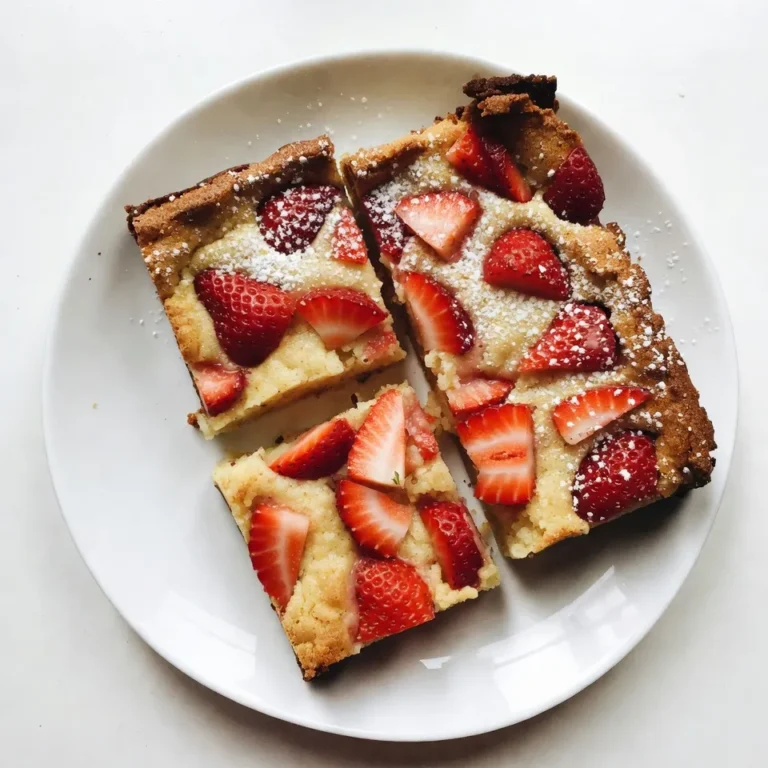- 1 Tasse ungesalzene Butter, geschmolzen - 1 Tasse brauner Zucker, fest gepackt - 1/2 Tasse Kristallzucker - 2 Tassen Weizenmehl - 1 Teelöffel Backpulver Die Hauptzutaten sind die Basis für unsere leckeren Blondies. Die ungesalzene Butter gibt einen reichen Geschmack. Brauner Zucker macht die Blondies weich und süß. Der Kristallzucker sorgt für die perfekte Karamellnote. Weizenmehl und Backpulver geben dem Teig die nötige Struktur. - 1/4 Tasse frischer Zitronensaft - Schale von 1 Zitrone (abgerieben) - 2 große Eier - 2 Teelöffel Vanilleextrakt - 1 Tasse frische Erdbeeren, gewürfelt - 1/4 Tasse Puderzucker (zum Bestäuben) Die zusätzlichen Zutaten bringen Frische in die Blondies. Frische Erdbeeren sorgen für einen fruchtigen Biss. Zitronensaft und Zitronenschale verleihen einen spritzigen Geschmack. Die Eier binden alles zusammen und geben Feuchtigkeit. Vanilleextrakt rundet das Aroma ab. Schließlich bestäuben wir die Blondies mit Puderzucker für die süße Note. {{ingredient_image_2}} Heize deinen Ofen auf 175°C vor. Fette eine 23x23 cm Backform ein oder lege sie mit Backpapier aus. So lassen sich die Blondies später leicht herausnehmen. Nimm eine große Rührschüssel. Vermenge die geschmolzene Butter mit braunem Zucker und Kristallzucker. Rühre gut um, bis die Mischung glatt ist. Füge dann die Eier einzeln hinzu und rühre nach jeder Zugabe. Gib schließlich den Vanilleextrakt dazu. In einer anderen Schüssel kombinierst du das Weizenmehl, Backpulver, Salz, Zitronenschale und Zitronensaft. Mische die trockenen Zutaten nach und nach mit der feuchten Mischung. Rühre vorsichtig, bis alles gerade so verbunden ist. Jetzt kommt der beste Teil! Hebe vorsichtig die gewürfelten Erdbeeren unter den Teig. Achte darauf, nicht zu stark zu rühren, damit die Erdbeeren ganz bleiben. Verteile den Teig gleichmäßig in der Backform. Backe die Blondies 25-30 Minuten. Sie sind fertig, wenn die Ränder goldbraun sind und ein Zahnstocher sauber herauskommt. Lass die Blondies nach dem Backen etwa 10 Minuten in der Form abkühlen. Danach kannst du sie auf ein Kuchengitter setzen, um sie ganz abkühlen zu lassen. Um die perfekte Konsistenz für Ihre Erdbeer-Zitronen-Blondies zu erreichen, achten Sie darauf, die Mischung nicht zu überarbeiten. Zu viel Rühren macht die Blondies trocken und zäh. Mischen Sie die trockenen und feuchten Zutaten nur, bis sie gerade verbunden sind. Verwenden Sie auch frische Zutaten. Alte Eier oder Mehl können die Textur negativ beeinflussen. Ein bisschen Kreativität macht das Rezept spannender. Sie können gehackte Nüsse wie Walnüsse oder Mandeln hinzufügen. Diese geben den Blondies einen schönen Crunch. Auch Schokoladenstückchen passen gut zu den frischen Erdbeeren. Probieren Sie weiße oder dunkle Schokolade für einen süßen Akzent. Achten Sie darauf, die zusätzlichen Zutaten gleichmäßig zu verteilen, damit jeder Bissen lecker bleibt. Das Anrichten Ihrer Blondies ist ein wichtiger Schritt. Schneiden Sie die Blondies in gleichmäßige Stücke und legen Sie sie auf einen bunten Teller. Garnieren Sie sie mit frischen Erdbeeren und einer Zitronenscheibe für einen lebhaften Look. Ein leichtes Bestäuben mit Puderzucker verleiht den Blondies eine elegante Note. So wird jedes Stück zu einem Hingucker auf Ihrer Kaffeetafel. Pro Tipps Butter richtig schmelzen: Achten Sie darauf, die Butter sanft zu schmelzen, damit sie nicht zu heiß wird und sich trennt. Ideal ist es, sie in einem Wasserbad zu schmelzen. Frische Erdbeeren: Verwenden Sie reife, frische Erdbeeren für den besten Geschmack. Sie sollten süß und saftig sein, um die Blondies perfekt zu ergänzen. Teig nicht übermischen: Mischen Sie den Teig nur so lange, bis die trockenen Zutaten gerade so eingearbeitet sind. Ein übermischter Teig kann die Blondies zäh machen. Abkühlen lassen: Lassen Sie die Blondies nach dem Backen vollständig abkühlen, bevor Sie sie schneiden. So erhalten Sie saubere Schnitte und die Blondies fallen nicht auseinander. {{image_4}} Die Erdbeer-Zitronen-Blondies sind vielseitig. Du kannst andere Früchte nutzen, um Abwechslung zu schaffen. Im Sommer probiere Pfirsiche oder Himbeeren. Im Herbst sind Äpfel oder Birnen lecker. Diese Früchte fügen frische Aromen hinzu und machen die Blondies spannend. Achte darauf, die Früchte gleichmäßig zu verteilen. So erhält jeder Bissen einen fruchtigen Geschmack. Wenn du glutenfrei backen möchtest, gibt es tolle Optionen. Ersetze das Weizenmehl mit Mandelmehl oder glutenfreier Mehlmischung. Diese Mehle halten die Blondies weich und feucht. Du musst die Flüssigkeitsmenge leicht anpassen, um die richtige Konsistenz zu erreichen. Teste, wie die Blondies mit diesen Alternativen werden. So kannst du die Leckereien für alle zugänglich machen. Um den Geschmack deiner Blondies zu verändern, spiele mit Aromen. Füge einen Teelöffel Zitronenextrakt oder Vanilleextrakt hinzu. Diese Aromen geben den Blondies eine neue Dimension. Sie ergänzen die Früchte perfekt. Denke daran, die Menge so anzupassen, dass sie nicht zu stark wird. So bleiben die Erdbeer-Zitronen-Blondies ausgewogen und lecker. Um die Erdbeer-Zitronen-Blondies frisch zu halten, lege sie in einen luftdichten Behälter. So bleiben sie weich und lecker. Stelle den Behälter in den Kühlschrank. So kannst du die Blondies bis zu einer Woche genießen. Wenn du willst, kannst du die Blondies auch mit Pergamentpapier trennen. So kleben sie nicht zusammen. Um die Blondies einzufrieren, lasse sie zuerst vollständig abkühlen. Schneide sie dann in Stücke. Lege jedes Stück in Frischhaltefolie und dann in einen Gefrierbeutel. So bleiben sie bis zu drei Monate frisch. Zum Auftauen, nimm sie aus dem Gefrierfach und lasse sie bei Raumtemperatur stehen. Du kannst sie auch kurz in die Mikrowelle legen, um sie schneller warm zu machen. Die Haltbarkeit der Blondies hängt von der Lagerung ab. Im Kühlschrank sind sie etwa eine Woche gut. Im Gefrierfach halten sie bis zu drei Monate. Achte darauf, sie immer gut zu verpacken. So bleibt der Geschmack frisch und die Textur lecker. Die Zubereitung dauert insgesamt 45 Minuten. Die Vorbereitungszeit beträgt etwa 15 Minuten. Während dieser Zeit heizt sich der Ofen auf 175°C (350°F) vor. Sie können die Blondies in 25 bis 30 Minuten backen. Warten Sie dann 10 Minuten, bis sie abkühlen. So erhalten Sie perfekte, fruchtige Blondies! Ja, gefrorene Erdbeeren sind eine gute Option. Achten Sie darauf, sie zuerst aufzutauen und gut abzutropfen. So wird der Teig nicht zu feucht. Gehackte gefrorene Erdbeeren können auch gut in den Teig gemischt werden. Sie verlieren etwas Farbe, aber der Geschmack bleibt frisch und lecker. Es ist einfach, das Rezept vegan zu machen. Ersetzen Sie die Eier durch Apfelmus oder Leinsamen. Verwenden Sie pflanzliche Butter anstelle von ungesalzener Butter. So bleiben die Blondies saftig und schmackhaft. Diese Optionen funktionieren gut und machen das Rezept tierfreundlich! Zusammenfassend haben wir gelernt, wie man köstliche Erdbeer-Zitronen-Blondies macht. Die frischen Zutaten und einfache Schritte sind der Schlüssel. Achte auf die Konsistenz, um trockene Blondies zu vermeiden. Variiere das Rezept, um neue Geschmäcker zu entdecken. Schließlich ist die Lagerung wichtig, damit du lange Freude daran hast. Genieße dein Backerlebnis und teile die Blondies mit Freunden! Sie werden begeistert sein.