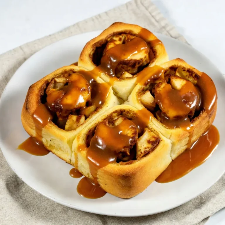 Für die Karamell-Apfel-Zimt-Schnecken brauchen Sie: - 2 Tassen Weizenmehl (Typ 405) - 1/2 Tasse Milch, erwärmt - 1/4 Tasse Kristallzucker - 1 Päckchen (2 1/4 Teelöffel) Trockenhefe - 1/4 Tasse ungesalzene Butter, geschmolzen - 1 großes Ei - 1/2 Teelöffel Salz - 1 Teelöffel gemahlener Zimt - 2 mittelgroße Äpfel, geschält, entkernt und fein gewürfelt - 1/2 Tasse brauner Zucker, fest gepackt - 1/4 Teelöffel Muskatnuss - 1/4 Tasse Karamellsauce (kaufen oder selber machen) - Zusätzliche Karamellsauce zum Drizzeln Diese Zutaten sorgen für einen perfekten Mix aus Süße und Zimtgeschmack. Die Äpfel bringen Frische, während die Karamellsauce den Schnecken einen besonderen Kick gibt. Um die Schnecken zuzubereiten, benötigen Sie: - Eine große Rührschüssel - Eine Küchenwaage - Ein Nudelholz - Ein scharfes Messer - Eine Backform - Ein sauberes Tuch Diese Utensilien helfen Ihnen, die Zutaten gut zu vermengen und den Teig zu formen. Ein Nudelholz ist wichtig, um den Teig gleichmäßig auszurollen. Wenn Sie gesündere Optionen suchen, können Sie Folgendes versuchen: - Vollkornmehl anstelle von Weizenmehl - Mandelmilch oder Hafermilch statt Kuhmilch - Weniger Zucker verwenden oder Honig als Süßungsmittel nutzen - Äpfel durch andere Früchte wie Birnen oder Beeren ersetzen Diese Alternativen machen die Schnecken nährstoffreicher, ohne den Geschmack zu verlieren. Sie können kreativ sein und neue Geschmäcker entdecken. {{ingredient_image_2}} Um den Teig zu machen, beginne mit einer großen Rührschüssel. Mische die warme Milch, den Kristallzucker und die Trockenhefe. Lass diese Mischung fünf Minuten stehen. Du wirst sehen, dass sie schaumig wird. Das ist wichtig, denn die Hefe aktiviert sich so. Füge danach die geschmolzene Butter, das Ei und das Salz hinzu. Rühre alles gut um. Jetzt kommt das Mehl. Gib es nach und nach dazu. Mische, bis ein weicher Teig entsteht. Knete den Teig auf einer bemehlten Fläche etwa fünf Minuten lang. Der Teig soll glatt werden. Dann lege ihn in eine gefettete Schüssel. Decke ihn mit einem sauberen Tuch ab und lass ihn an einem warmen Ort für eine Stunde gehen. Der Teig sollte sich in dieser Zeit verdoppeln. Während der Teig aufgeht, kannst du die Füllung zubereiten. Nimm eine mittlere Schüssel und gib die gewürfelten Äpfel hinein. Füge dann den braunen Zucker, den Zimt und die Muskatnuss hinzu. Mische alles vorsichtig. Die Äpfel geben der Füllung einen frischen Geschmack. Stelle die Füllung beiseite, bis der Teig fertig ist. Sobald der Teig aufgegangen ist, drücke ihn leicht herunter. Rolle ihn auf einer bemehlten Fläche zu einem Rechteck von etwa 0,5 cm Dicke aus. Verteile die Karamellsauce gleichmäßig über den Teig. Lass dabei einen kleinen Rand an den Seiten. Streue die Apfelmischung gleichmäßig darüber. Nun rollst du den Teig von einer langen Seite her vorsichtig auf. Drücke die Naht gut zusammen, damit die Füllung nicht herausläuft. Schneide die Rolle in Stücke, etwa 2,5 cm dick. Lege die Schnecken in eine gefettete Backform. Decke sie ab und lass sie weitere 30 Minuten gehen. So werden sie schön fluffig. Heize den Ofen auf 175°C vor. Nach dem Aufgehen backe die Schnecken 25-30 Minuten. Sie sollten goldbraun sein. Lass sie ein paar Minuten abkühlen und beträufle sie dann mit zusätzlicher Karamellsauce. Ein häufiger Fehler ist, den Teig nicht lange genug gehen zu lassen. Der Teig muss sich verdoppeln. Achte auch darauf, die Milch nicht zu heiß zu machen. Zu heiße Milch kann die Hefe töten. Wenn du die Äpfel schneidest, mach die Stücke klein. So verteilt sich der Geschmack besser. Für die beste Karamellsauce benutze frische Zutaten. Wenn du sie selbst machst, schmelze Zucker langsam. Rühre oft, damit nichts anbrennt. Du kannst auch fertige Sauce verwenden, aber achte auf die Qualität. Eine gute Sauce ist dick und hat einen reichen Geschmack. Heize deinen Ofen richtig vor, bevor du die Schnecken backst. 175°C sind ideal. Backe die Schnecken, bis sie goldbraun sind. Ein guter Tipp: Drehe die Backform in der Mitte des Backvorgangs. So backen sie gleichmäßig. Lass die Schnecken nach dem Backen kurz abkühlen. Dann genieße sie warm mit extra Karamellsauce. Pro Tipps Hefeteig richtig gehen lassen: Stellen Sie sicher, dass der Teig an einem warmen Ort geht, um die besten Ergebnisse zu erzielen. Eine Temperatur von etwa 25-30 Grad Celsius ist ideal. Äpfel vorbereiten: Verwenden Sie eine Mischung aus süßen und sauren Äpfeln, um den besten Geschmack zu erzielen. Sorten wie Granny Smith und Gala sind perfekt für dieses Rezept. Karamellsauce selbst machen: Wenn Sie die Karamellsauce selbst zubereiten möchten, achten Sie darauf, den Zucker langsam zu karamellisieren, um Klumpenbildung zu vermeiden. Serviertipps: Servieren Sie die Schnecken warm und garnieren Sie sie mit einer Prise Zimt und zusätzlichen Karamellsauce für ein besonders ansprechendes Aussehen. {{image_4}} Ich liebe es, Nüsse in meine Karamell-Apfel-Zimt-Schnecken zu geben. Walnüsse oder Pekannüsse passen perfekt. Sie fügen einen tollen Crunch hinzu. Um sie zu verwenden, hacke die Nüsse grob. Mische sie einfach mit der Apfel-Füllung. So erhältst du eine knusprige Textur. Das macht die Schnecken noch interessanter. Wenn du eine vegane Version möchtest, ist das einfach. Ersetze die Milch durch Pflanzenmilch, wie Mandel- oder Hafermilch. Nutze auch vegane Butter statt normaler Butter. Ein Leinsamen-Ei ist eine gute Wahl. Mische einen Esslöffel gemahlenen Leinsamen mit drei Esslöffeln Wasser. Lass es kurz stehen, bis es dick wird. So hast du eine einfache und leckere vegane Option. Du kannst auch andere Früchte verwenden, wenn du magst. Birnen sind eine süße Wahl. Sie passen gut zu Zimt und Karamell. Auch Pflaumen oder Kirschen sind lecker in diesen Schnecken. Achte darauf, die Früchte klein zu schneiden. Das sorgt für eine gleichmäßige Füllung. So wird jede Schnecke saftig und köstlich. Um die Karamell-Apfel-Zimt-Schnecken frisch zu halten, lege sie in einen luftdichten Behälter. Stelle sicher, dass die Schnecken vollständig abgekühlt sind. So bleiben sie weich und lecker. Du kannst sie bis zu drei Tage bei Raumtemperatur aufbewahren. Wenn du sie länger aufbewahren möchtest, friere sie ein. Wickel jede Schnecke in Frischhaltefolie und lege sie in einen Gefrierbeutel. Wenn du Reste hast, kannst du kreativ werden. Schnecken können in einen Auflauf verwandelt werden. Schneide sie in Stücke und lege sie in eine Auflaufform. Gieße etwas Milch und Eier darüber. Backe sie dann, bis sie fest sind. Du kannst auch die Füllung in Joghurt mischen. Das gibt deinem Frühstück einen süßen Kick. Um die Schnecken aufzuwärmen, benutze die Mikrowelle oder den Ofen. In der Mikrowelle dauert es nur 15-20 Sekunden. Das macht sie warm und weich. Wenn du den Ofen benutzt, heize ihn auf 175 °C vor. Lege die Schnecken auf ein Backblech und backe sie für etwa 5-10 Minuten. So bleiben sie knusprig und frisch. Achte darauf, etwas Karamellsauce darüber zu träufeln, bevor du sie servierst! Ja, du kannst gefrorene Äpfel verwenden. Achte darauf, sie gut abzutropfen. Gefrorene Äpfel haben oft mehr Wasser. Das kann deine Füllung matschig machen. Um dies zu vermeiden, lass sie nach dem Auftauen gut abtropfen. Du kannst sie dann wie frische Äpfel weiterverarbeiten. Die Schnecken bleiben bei Raumtemperatur etwa 2 Tage frisch. Du solltest sie in einem luftdichten Behälter aufbewahren. Im Kühlschrank halten sie bis zu einer Woche. Wenn du sie länger lagern willst, friere sie ein. So bleiben sie bis zu 3 Monate gut. Ja, du kannst die Rezeptur anpassen. Um die Menge zu verdoppeln, verdopple alle Zutaten. Halbiere sie, wenn du weniger machen möchtest. Achte darauf, die Backzeit leicht zu ändern. Bei größeren Mengen könnte die Backzeit länger sein. Bei kleineren Mengen könnte sie kürzer sein. Zusammenfassend haben wir die besten Zutaten und Utensilien für Karamell-Apfel-Zimt-Schnecken besprochen. Ich habe klare Schritte zur Zubereitung erläutert, Tipps zur Fehlervermeidung gegeben und Variationen vorgestellt. Denke daran, wie wichtig die Lagerung ist, um die Schnecken frisch zu halten. Diese Informationen helfen dir, köstliche Schnecken zu machen. Probiere verschiedene Füllungen aus und genieße dein Backerlebnis!